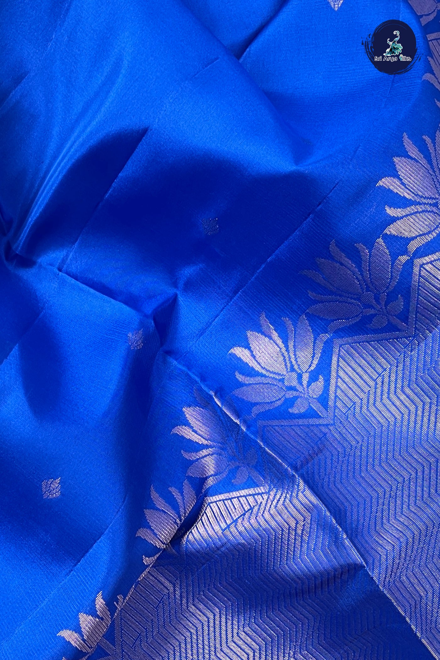 Blue Half Pure Silk Saree With Zari Buttas Pattern
