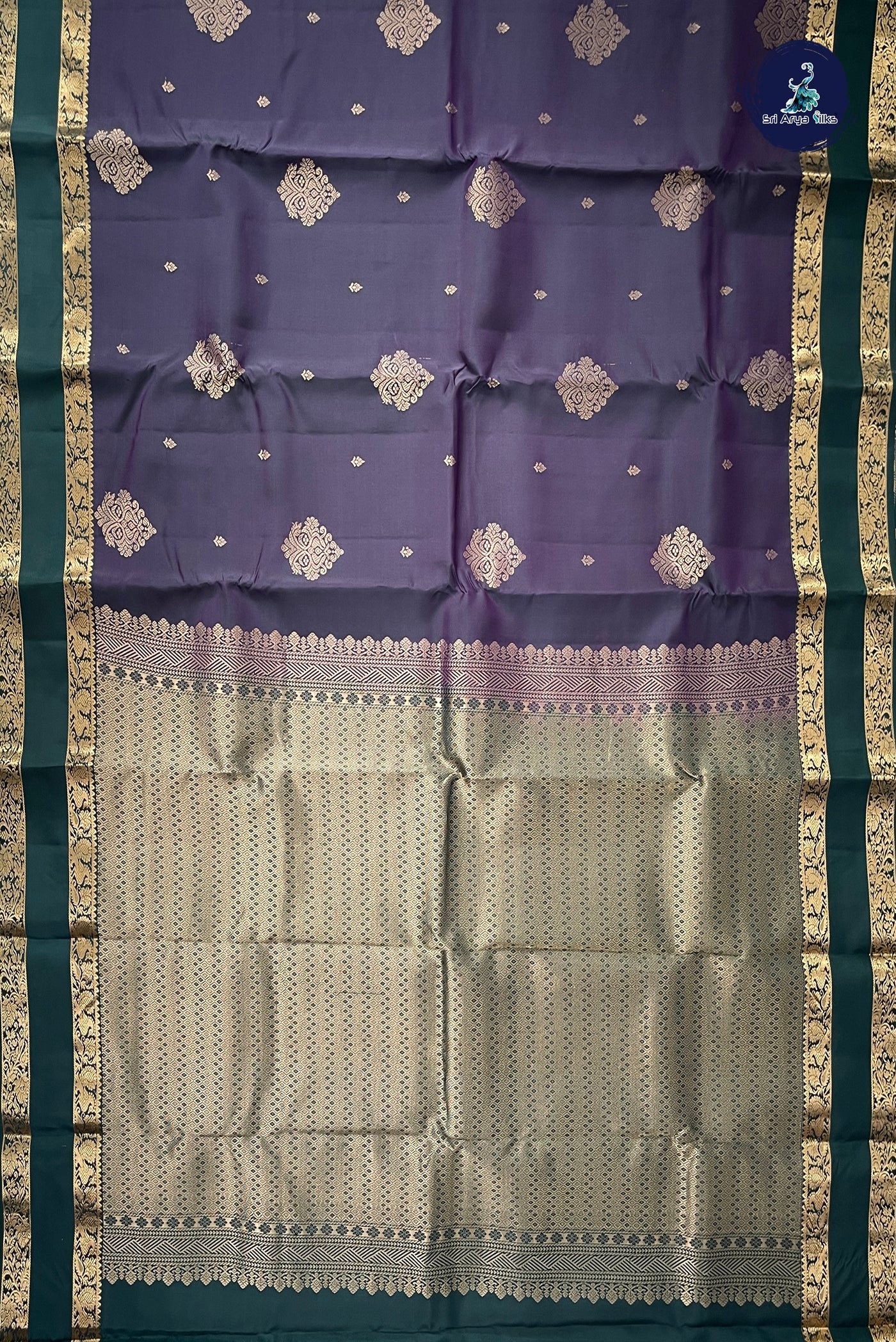 Dual Tone Green Half Pure Silk Saree With Zari Buttas Pattern