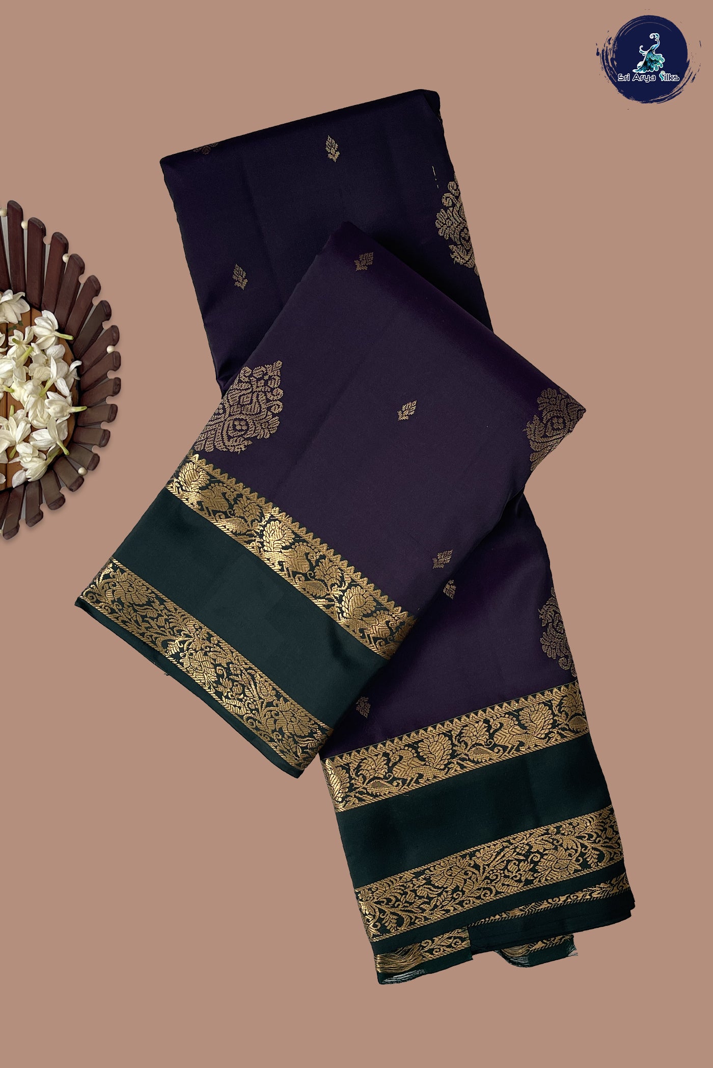 Dual Tone Green Half Pure Silk Saree With Zari Buttas Pattern