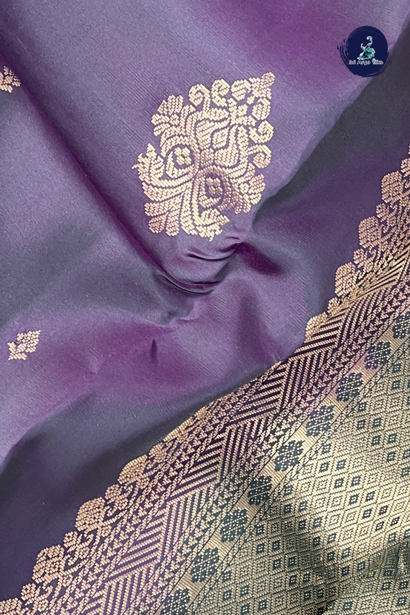 Dual Tone Green Half Pure Silk Saree With Zari Buttas Pattern