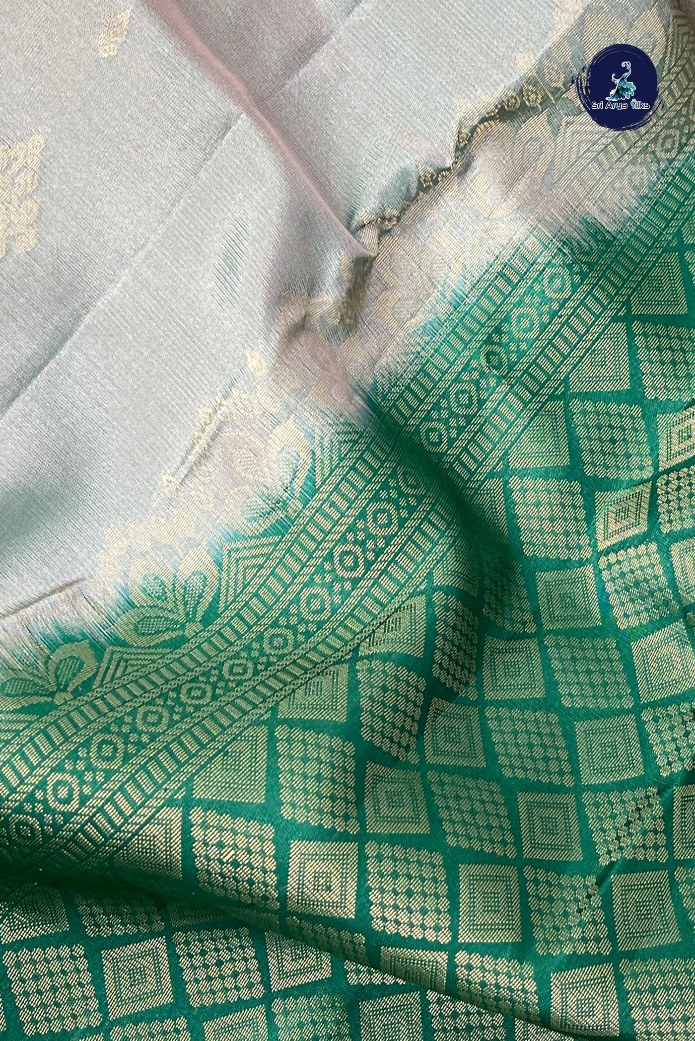 Dual Tone Grey Half Pure Silk Saree With Zari Buttas Pattern