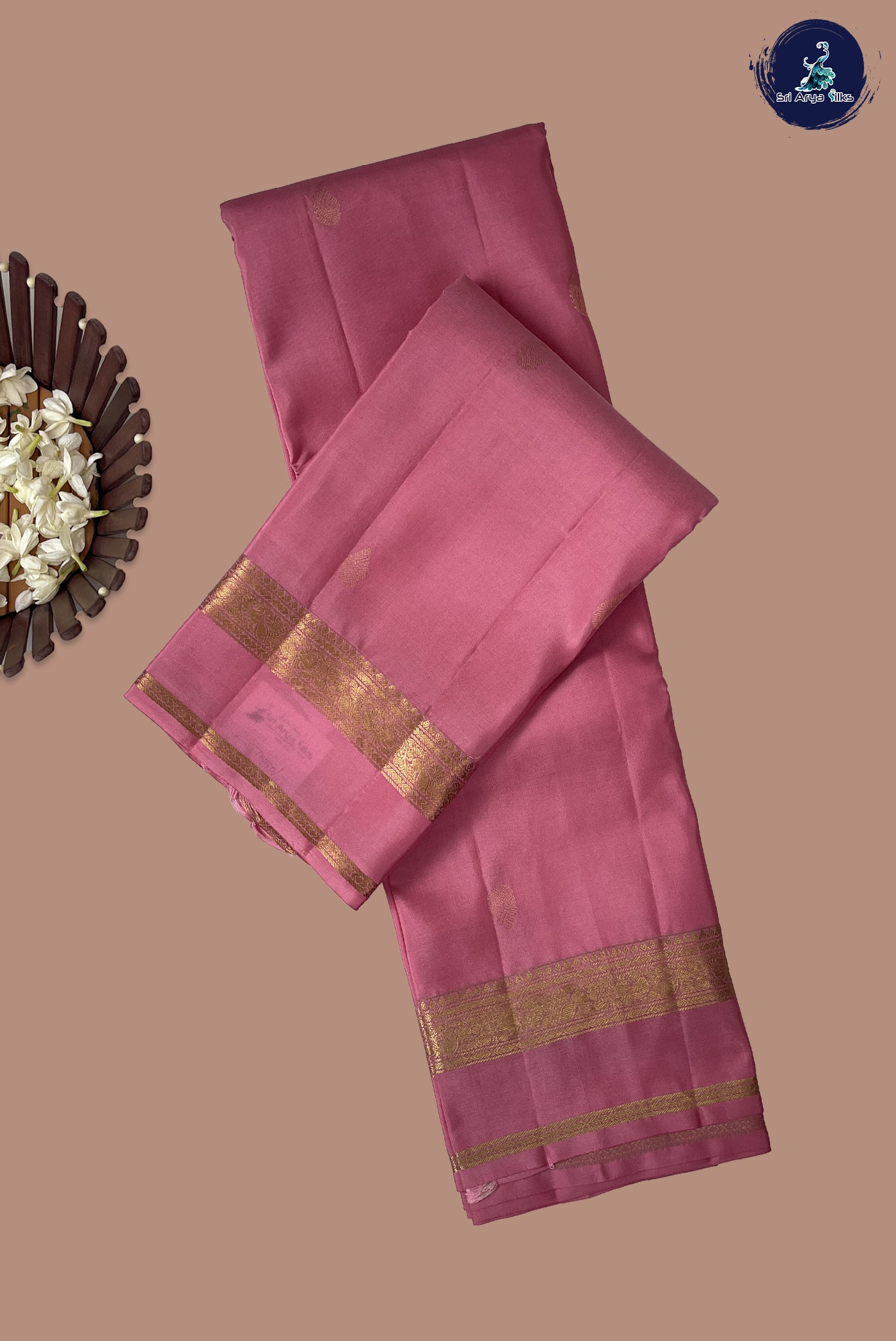 Pink Half Pure Silk Saree With Zari Buttas Pattern