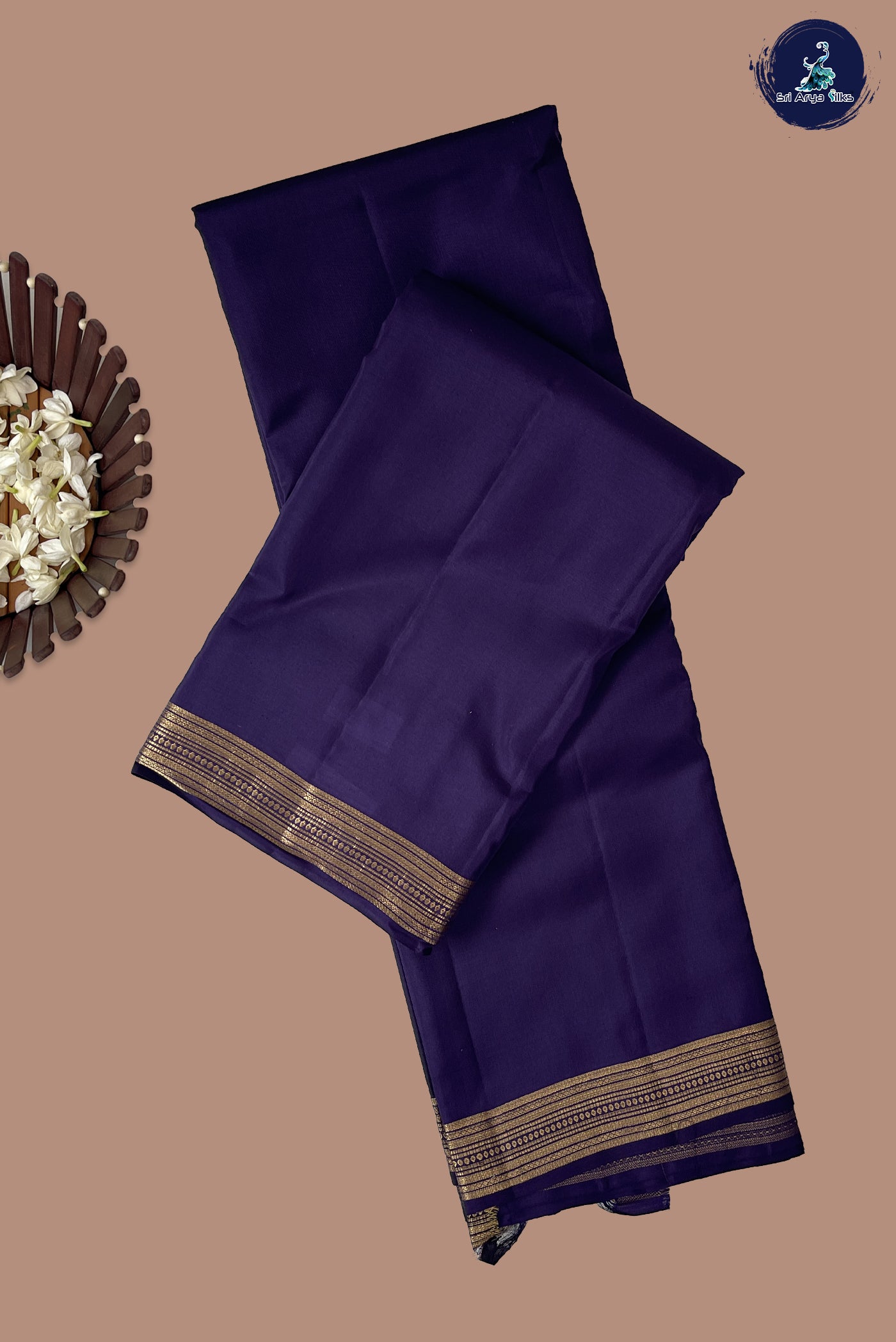 Jamun Half Pure Silk Saree With Plain Pattern