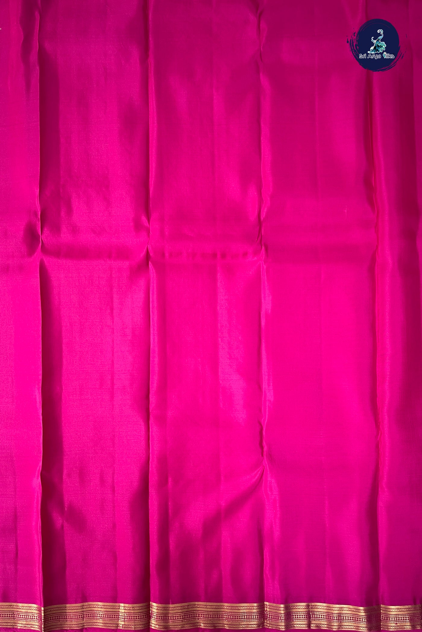 Dark Pink Half Pure Silk Saree With Plain Pattern