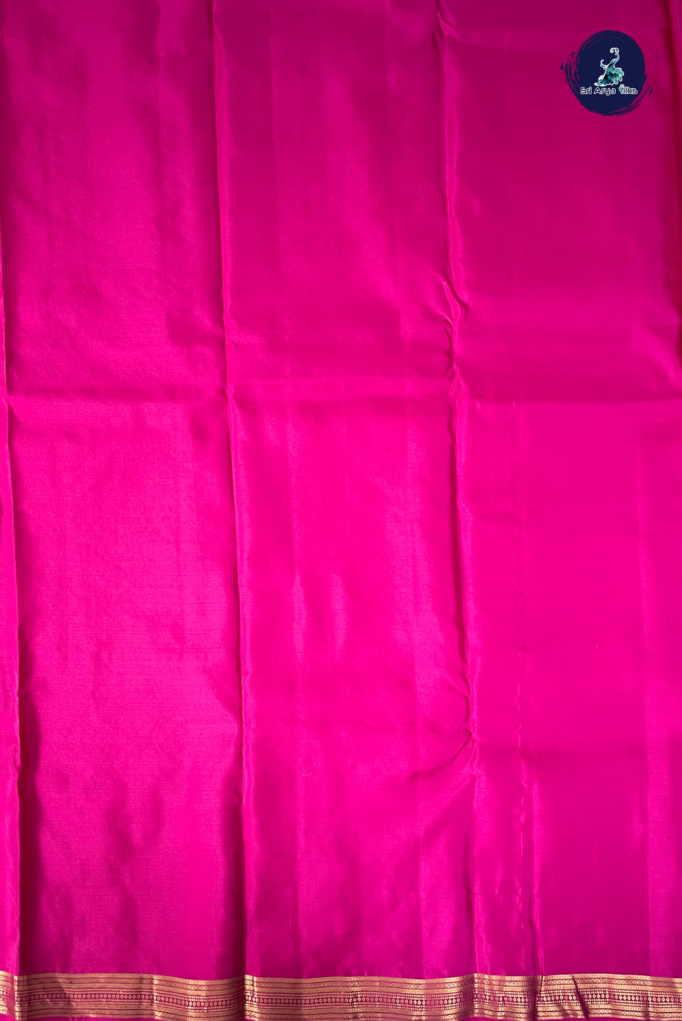 Dark Pink Half Pure Silk Saree With Plain Pattern