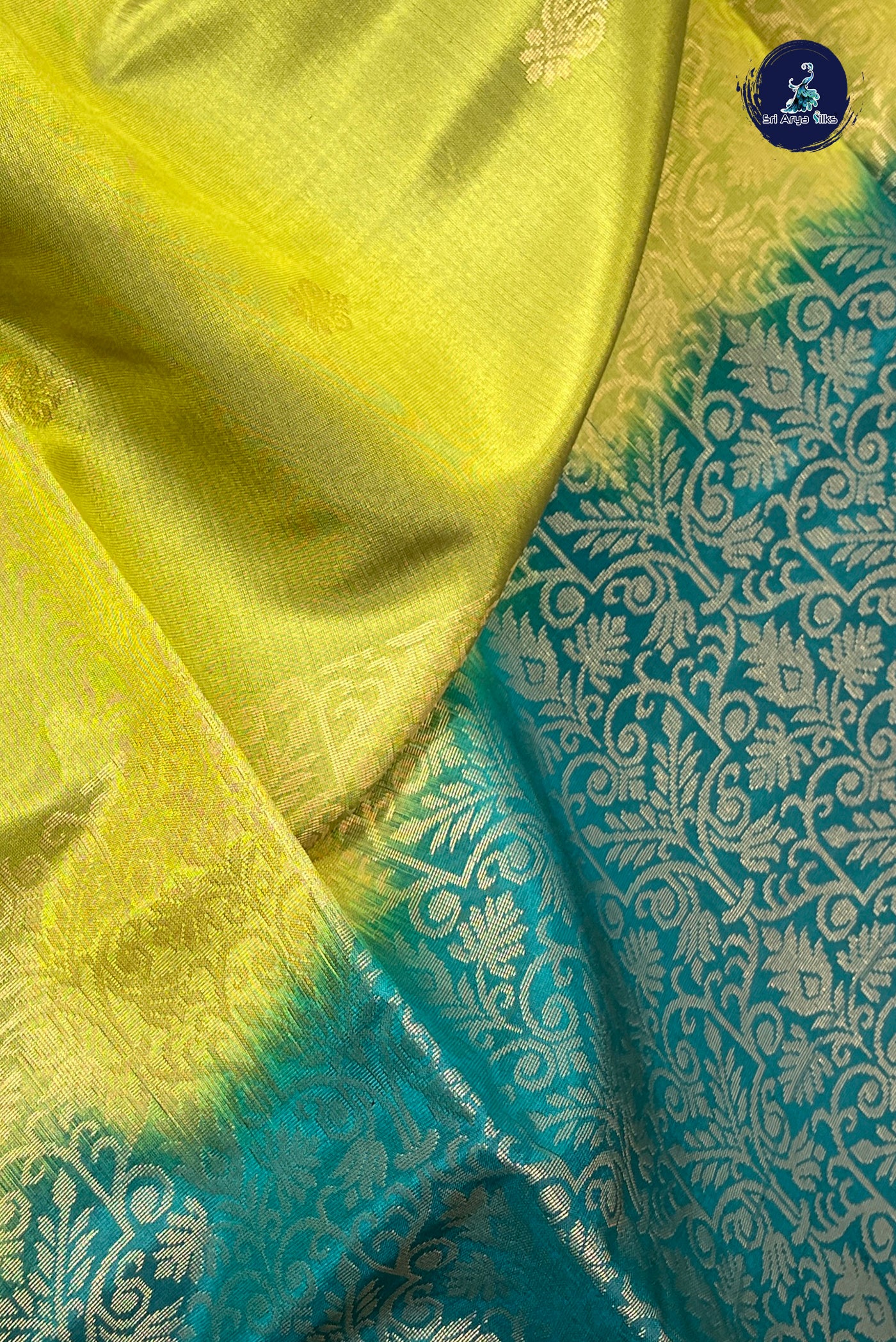 Lime Green Half Pure Silk Saree With Zari Buttas Pattern
