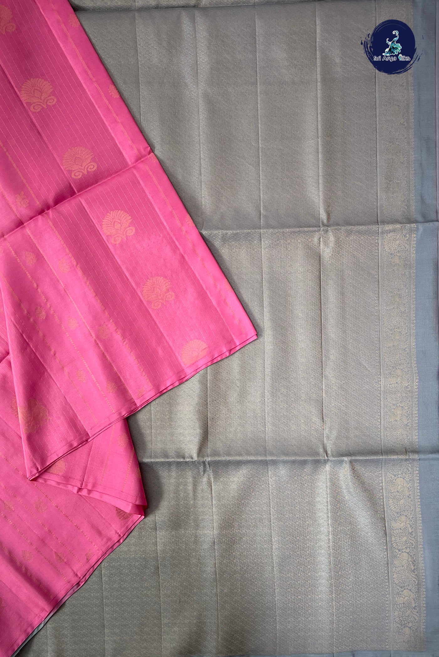 Pink Half Pure Silk Saree With Zari Woven Pattern