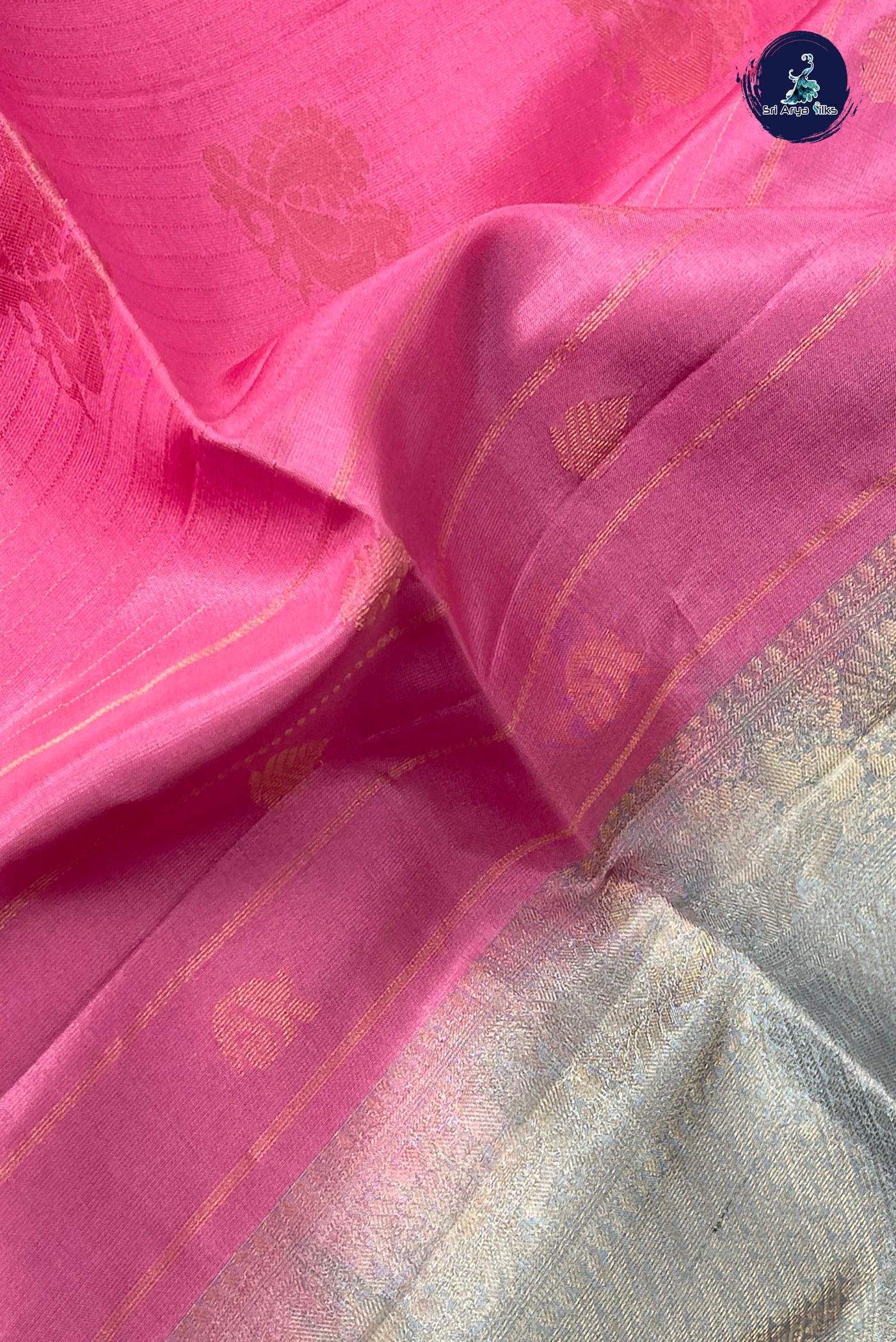 Pink Half Pure Silk Saree With Zari Woven Pattern