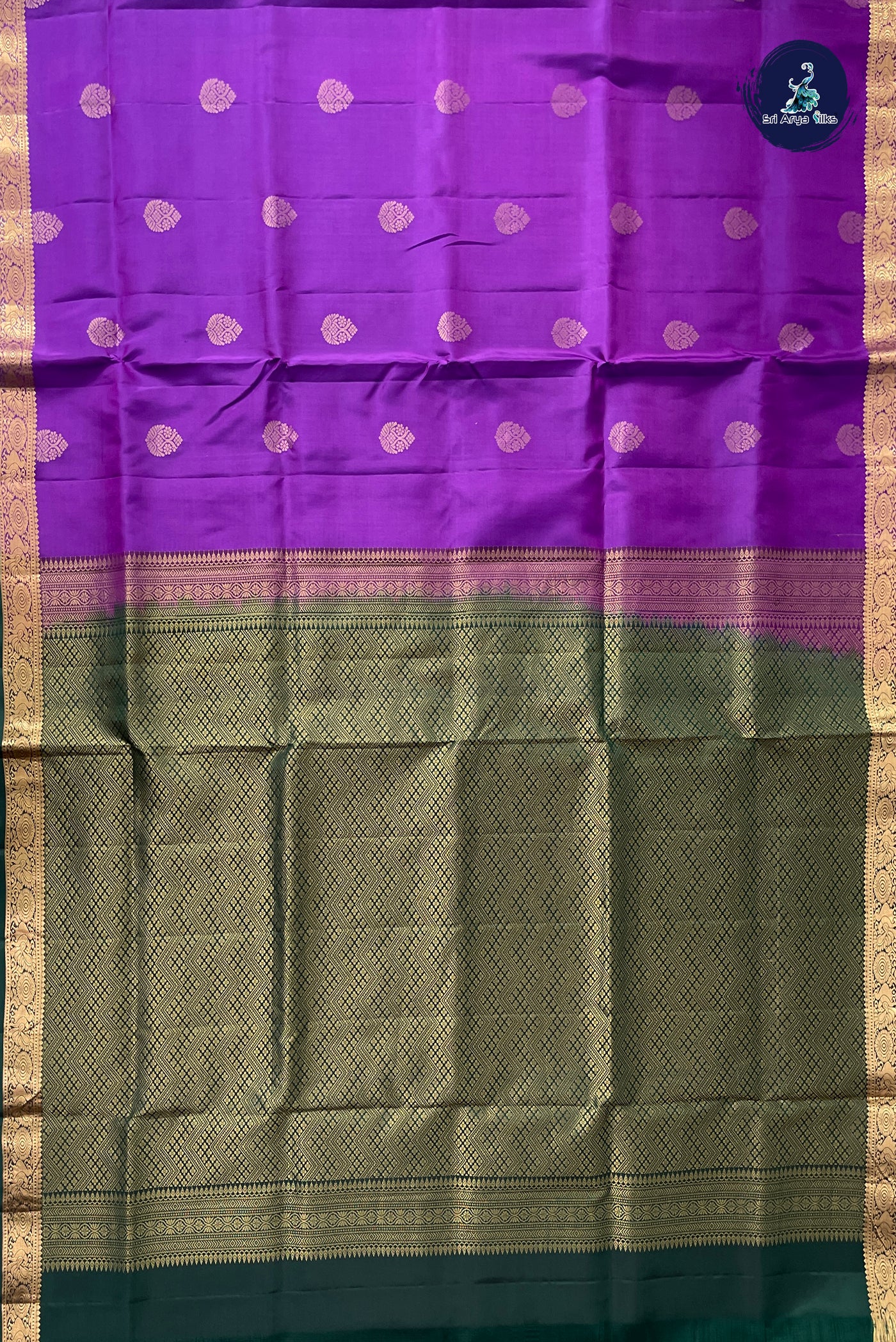 Purple Half Pure Silk Saree With Zari Buttas Pattern