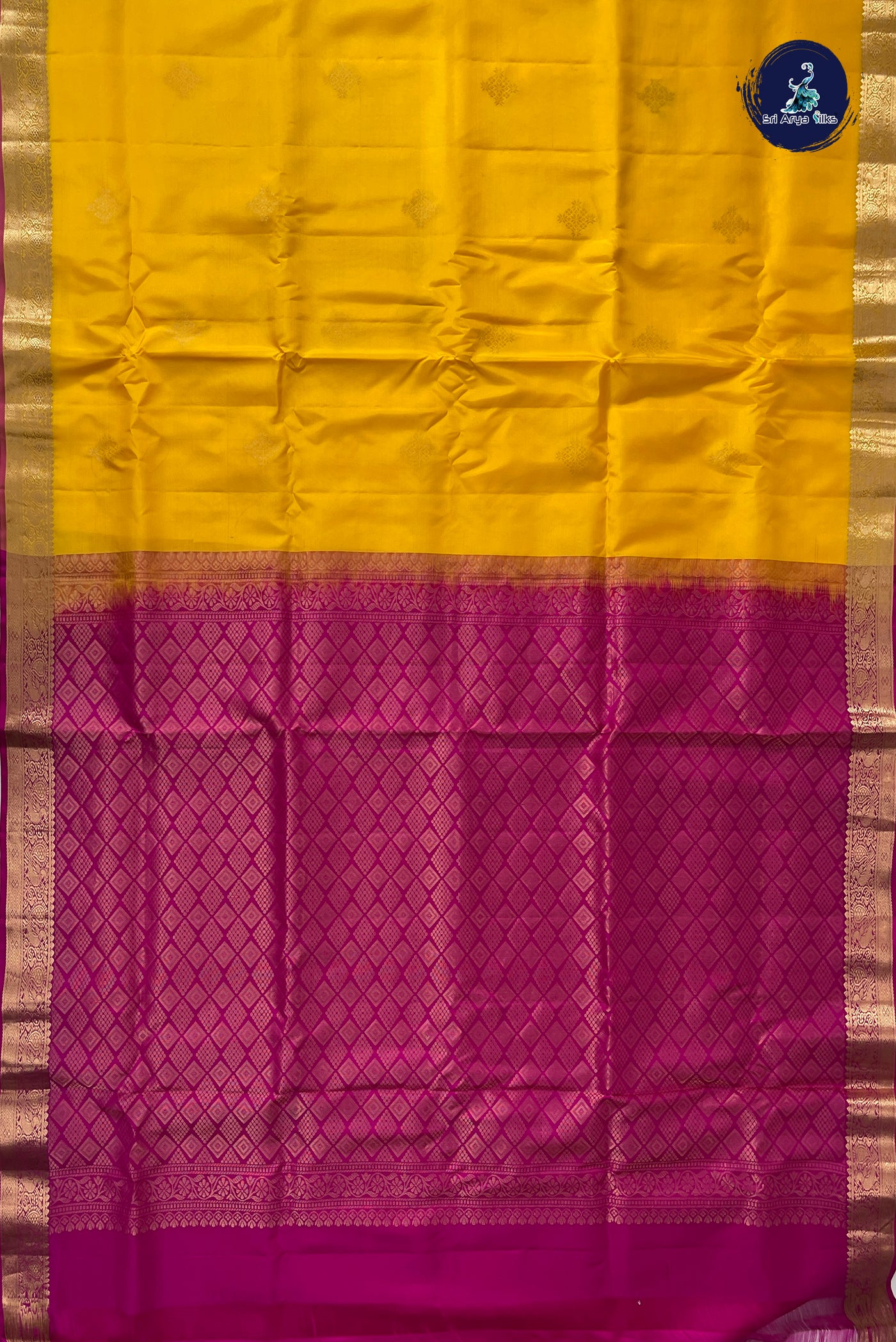 Yellow Half Pure Silk Saree With Zari Buttas Pattern