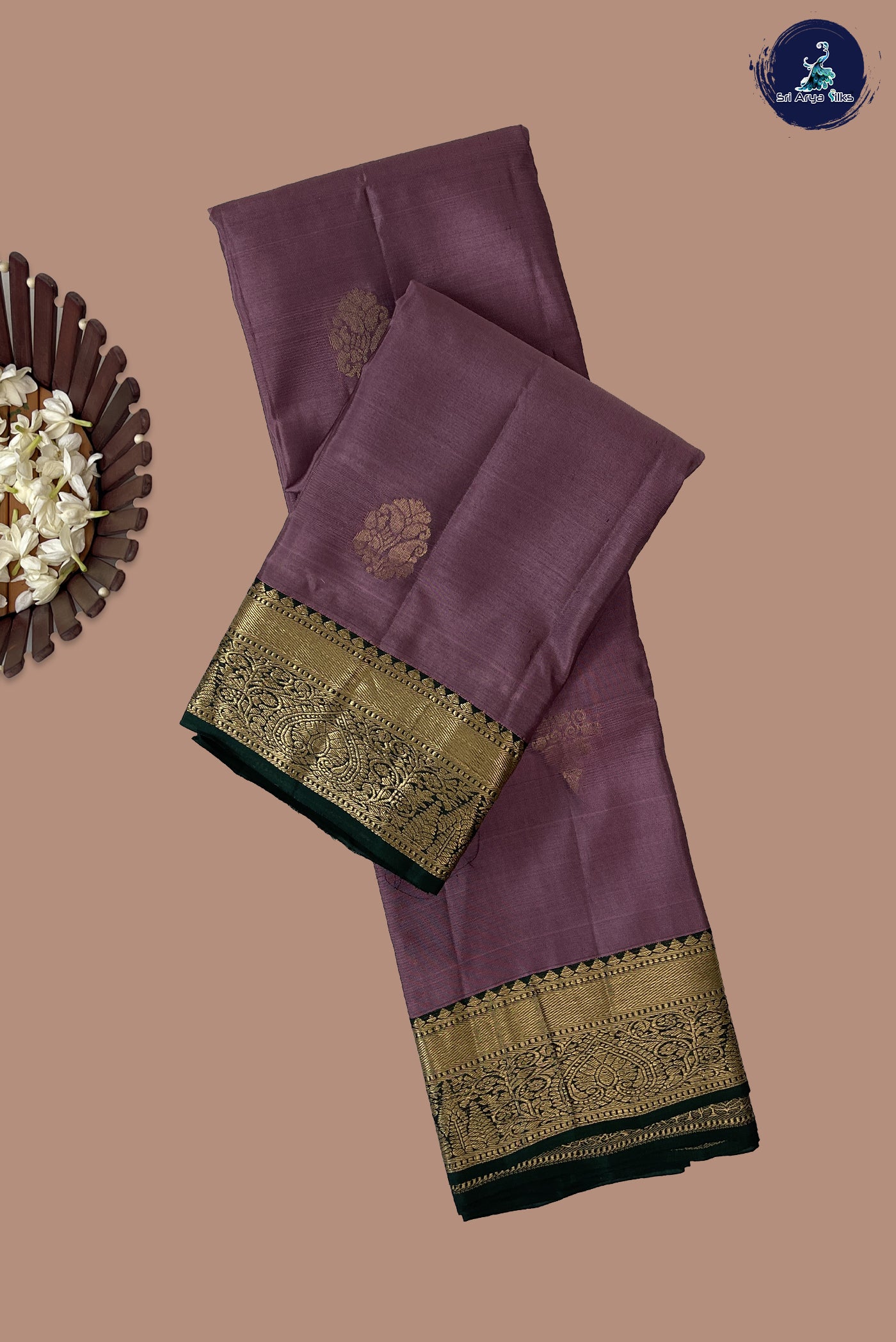 Mauve Pink Half Pure Silk Saree With Zari Buttas Pattern