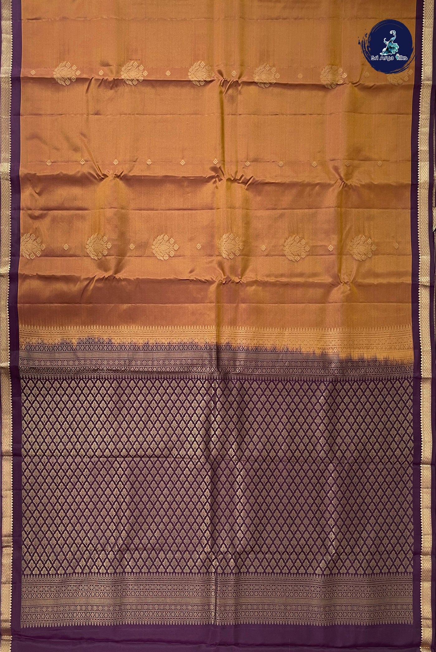 Honey Brown  Half Pure Silk Saree With Zari Buttas Pattern