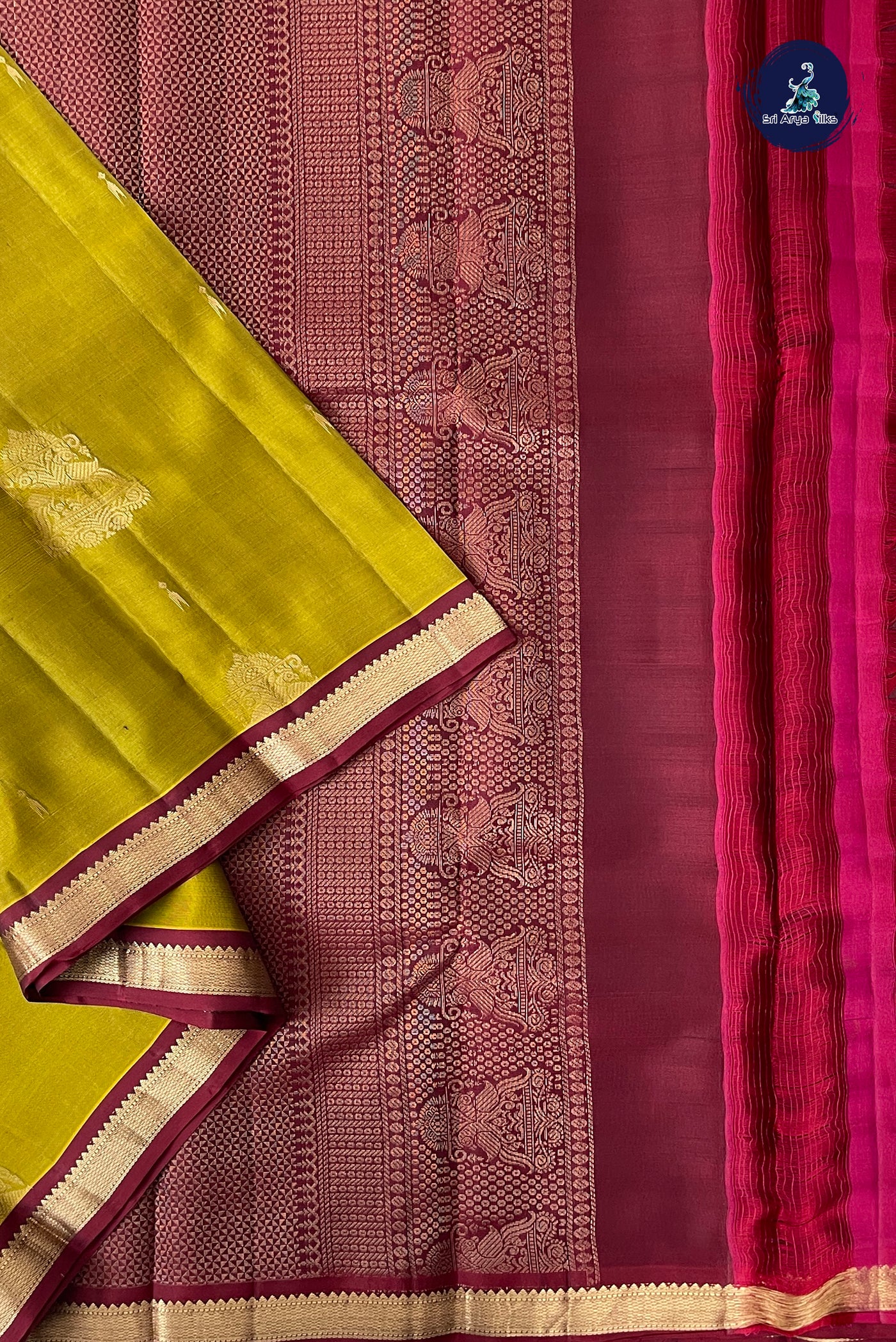Golden Mustard Half Pure Silk Saree With Zari Buttas Pattern
