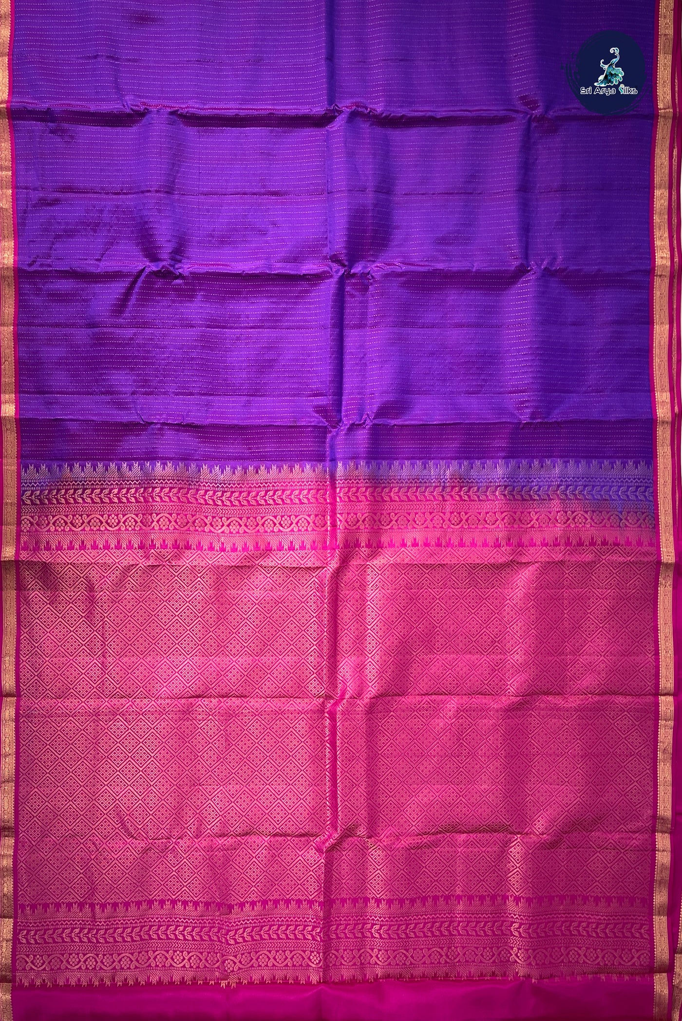 Dual Tone Purple Half Pure Silk Saree With Zari Buttas Pattern