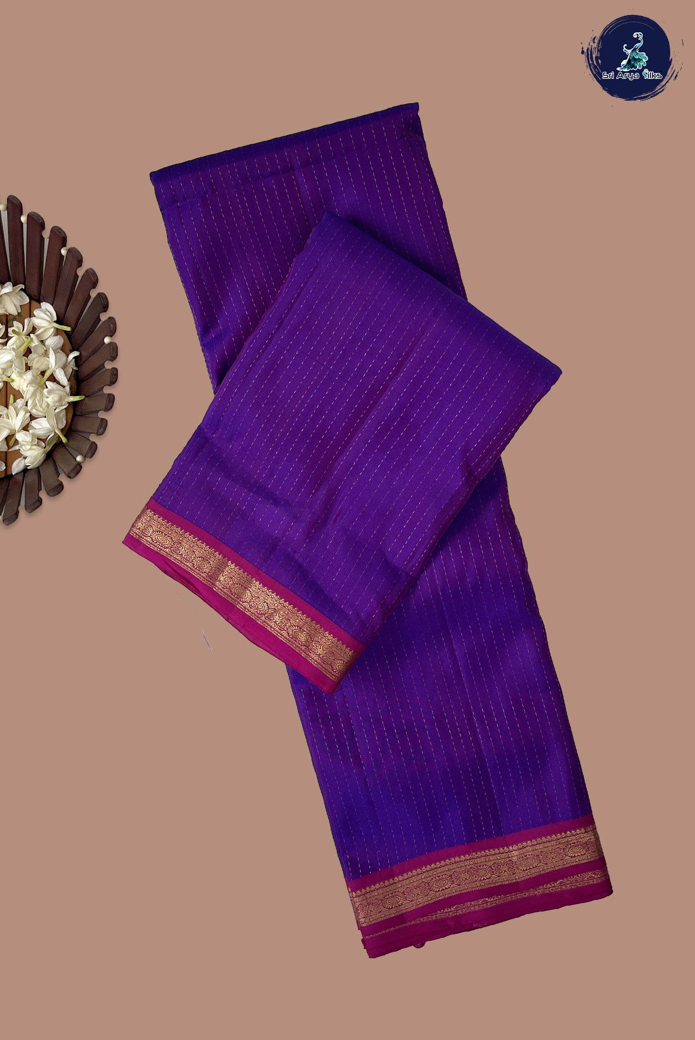 Dual Tone Purple Half Pure Silk Saree With Zari Buttas Pattern