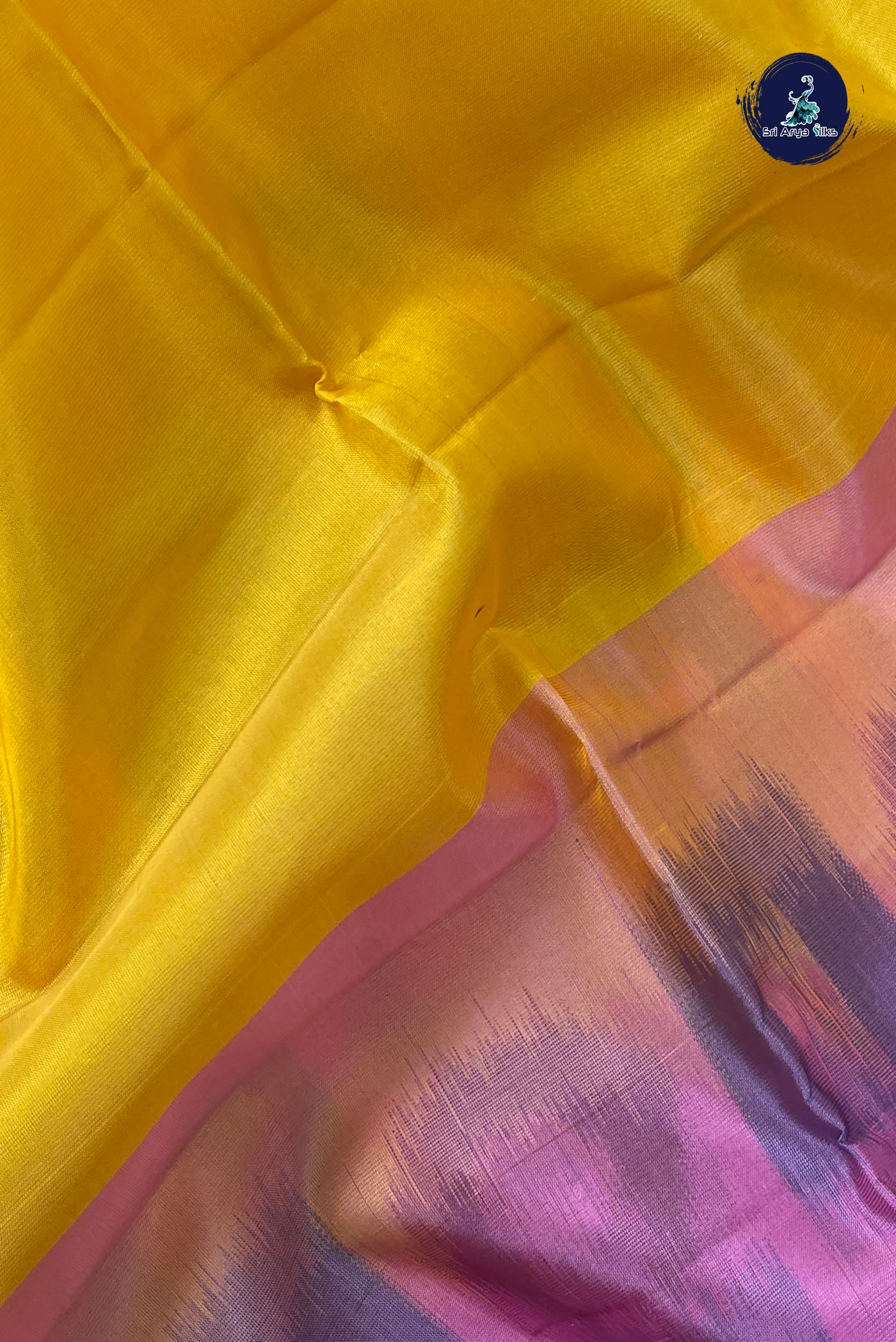 Yellow Half Pure Silk Saree With Plain Pattern