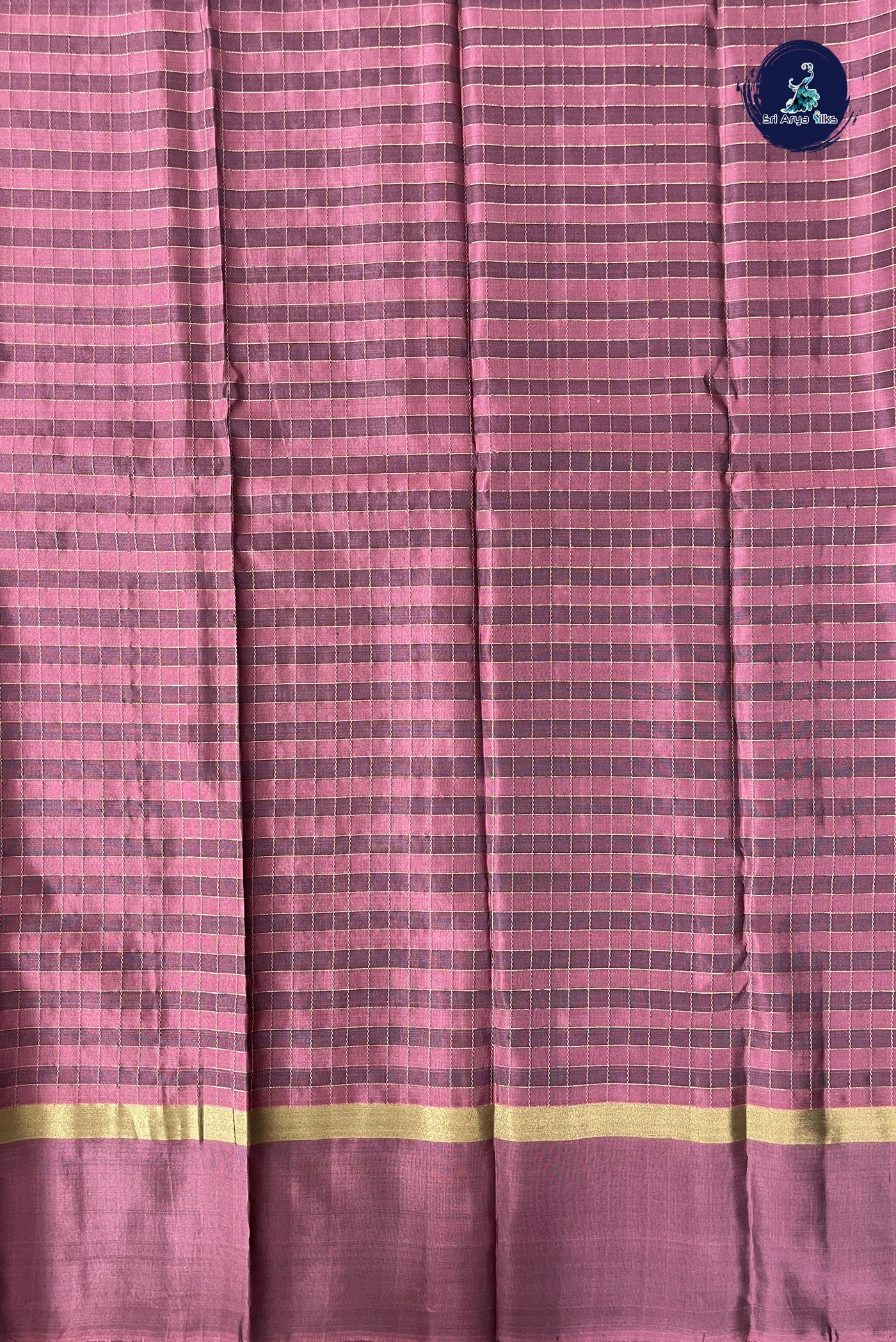MS Blue Half Pure Silk Saree With Zari Checked Pattern