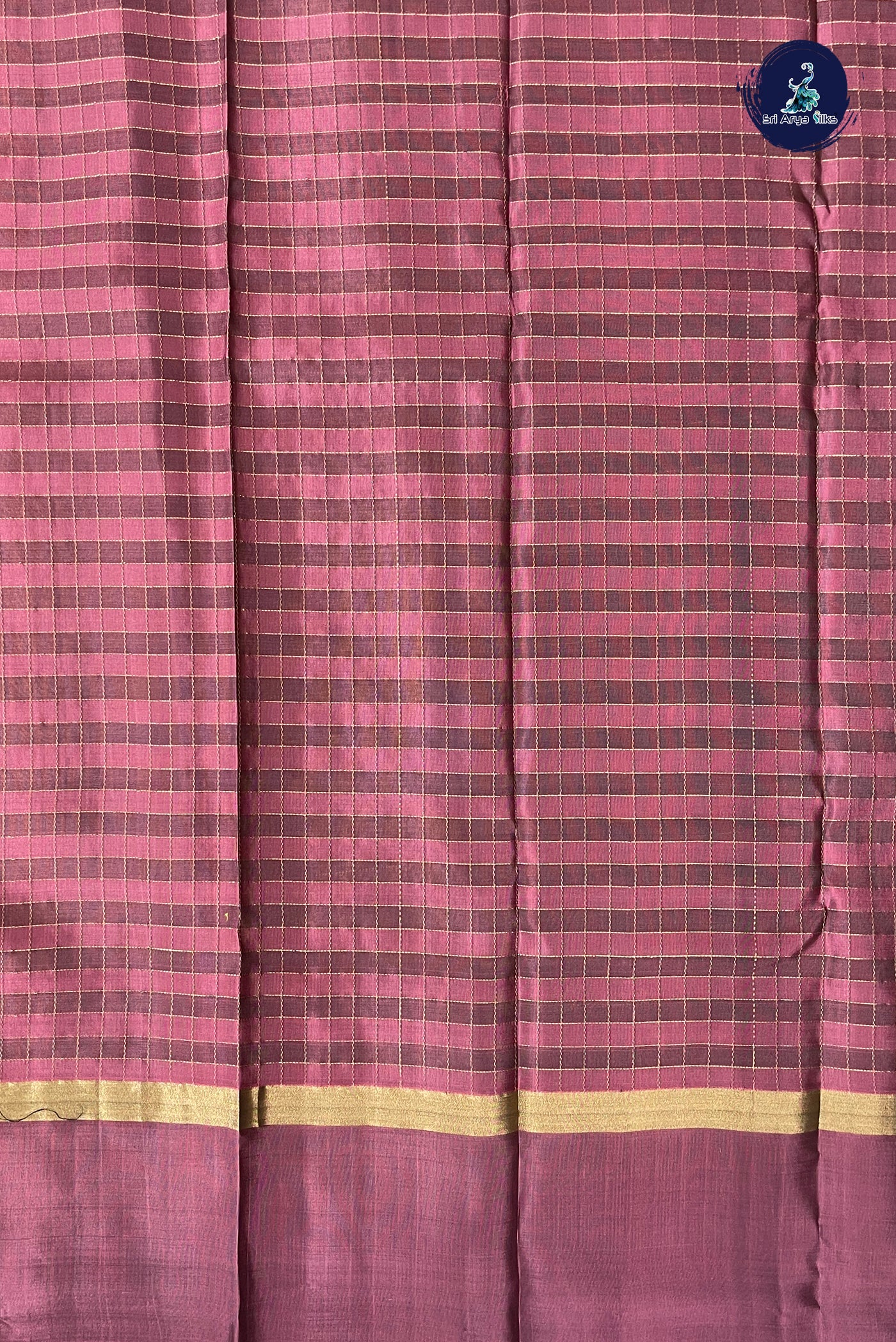 Mustard Yellow Half Pure Silk Saree With Zari Checked Pattern