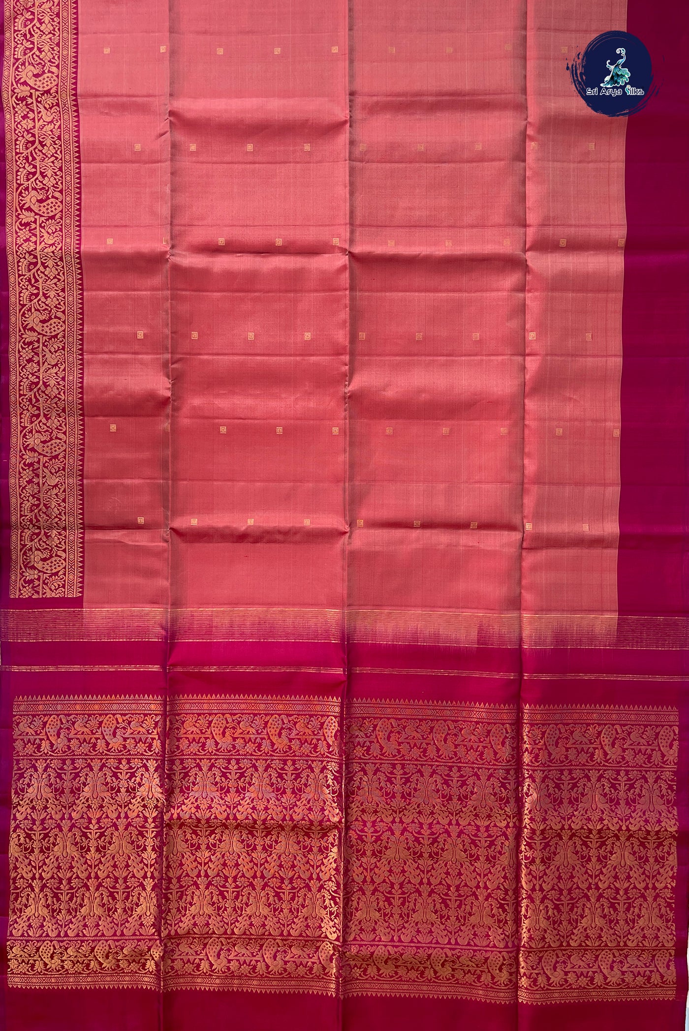 Peach Soft Silk Saree With Zari Buttas Pattern