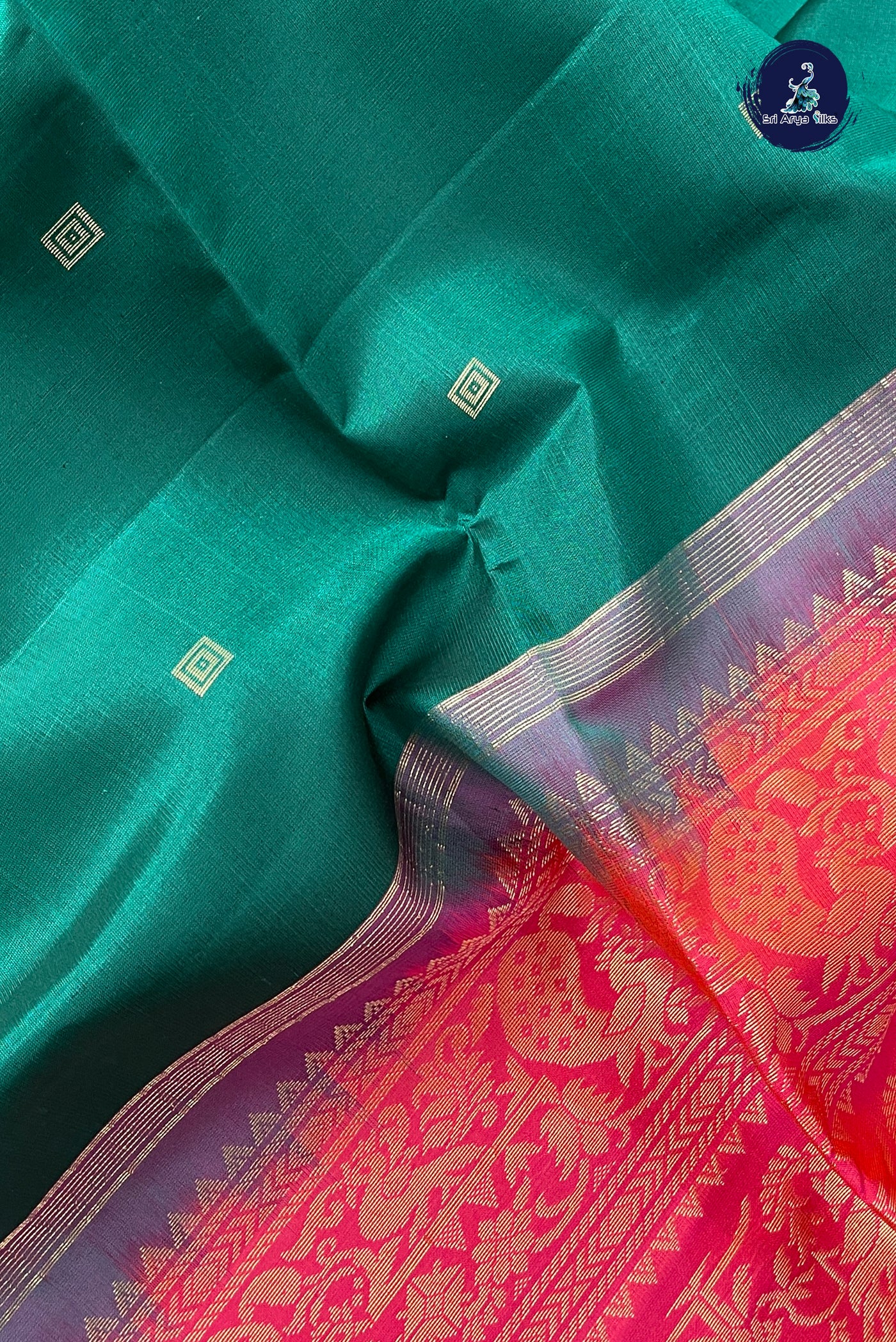 Dark Green Soft Silk Saree With Zari Buttas Pattern
