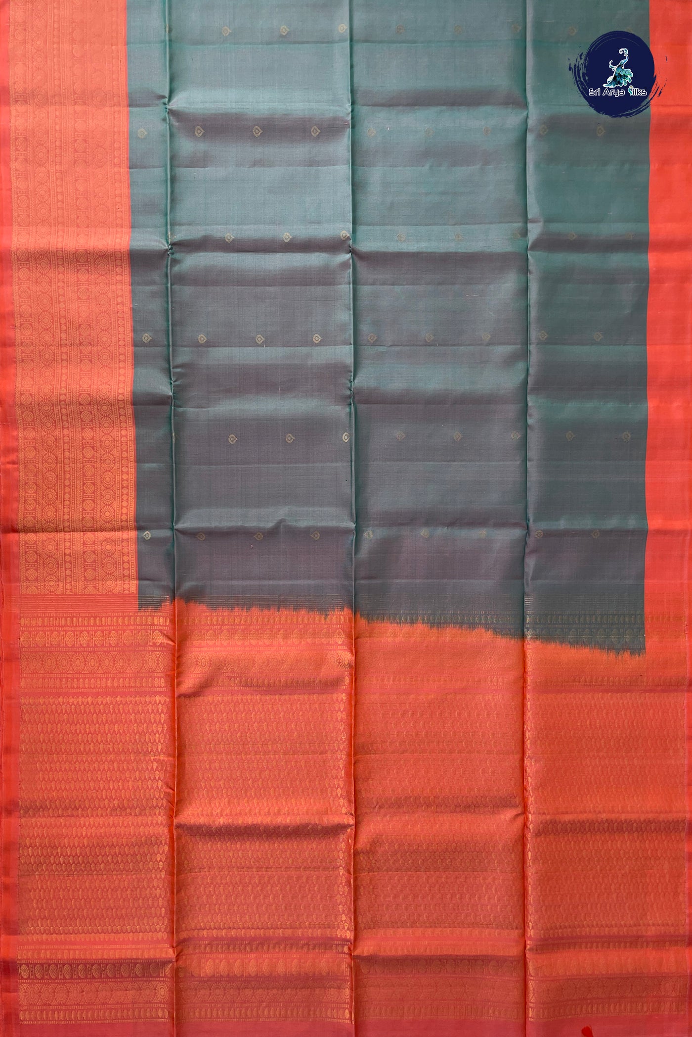 Dual Tone Grey Soft Silk Saree With Zari Buttas Pattern