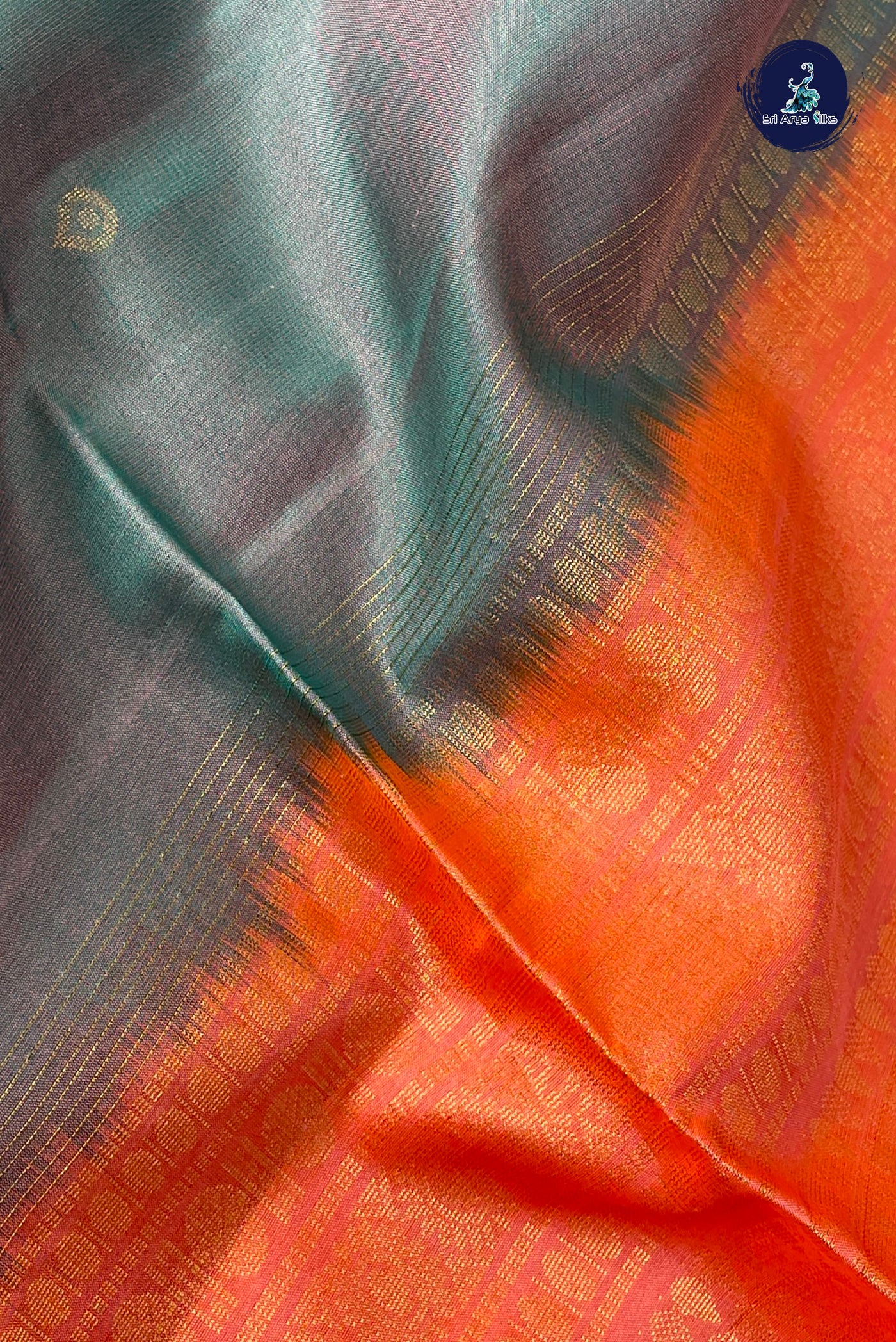 Dual Tone Grey Soft Silk Saree With Zari Buttas Pattern