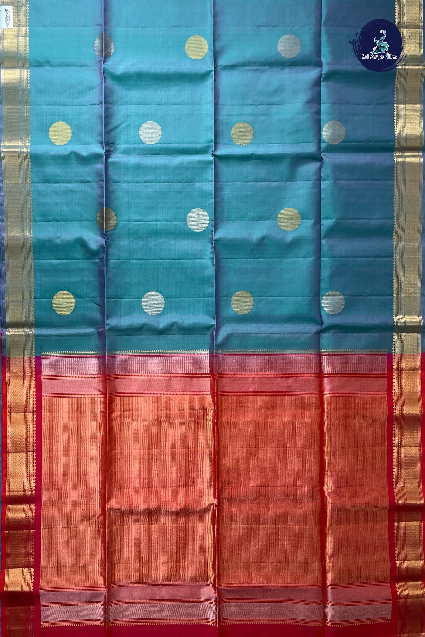 Dual Tone Blue Soft Silk Saree With Zari Buttas Pattern