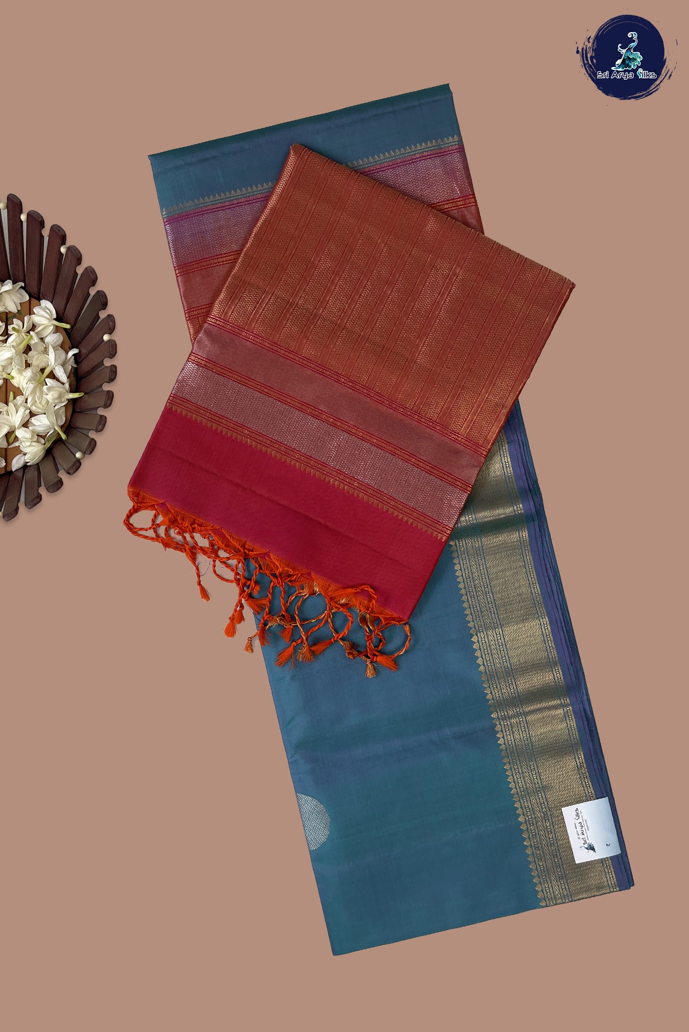 Dual Tone Blue Soft Silk Saree With Zari Buttas Pattern