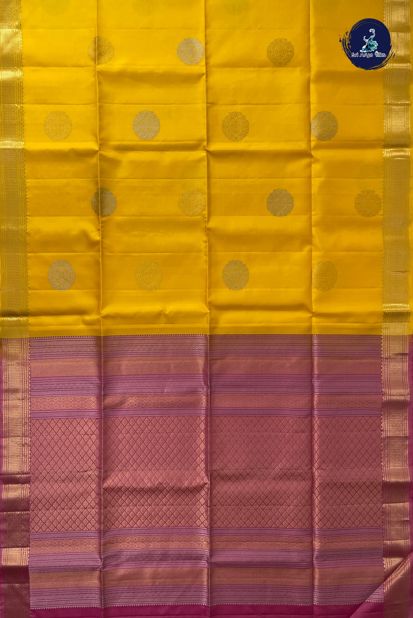Yellow Soft Silk Saree With Zari Buttas Pattern