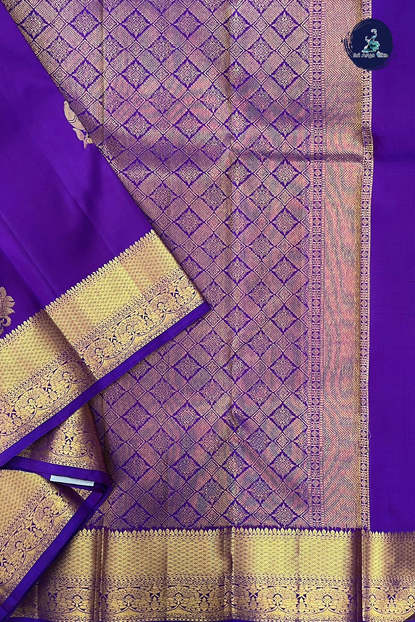 Violet Traditional Silk Saree With Zari Buttas Pattern