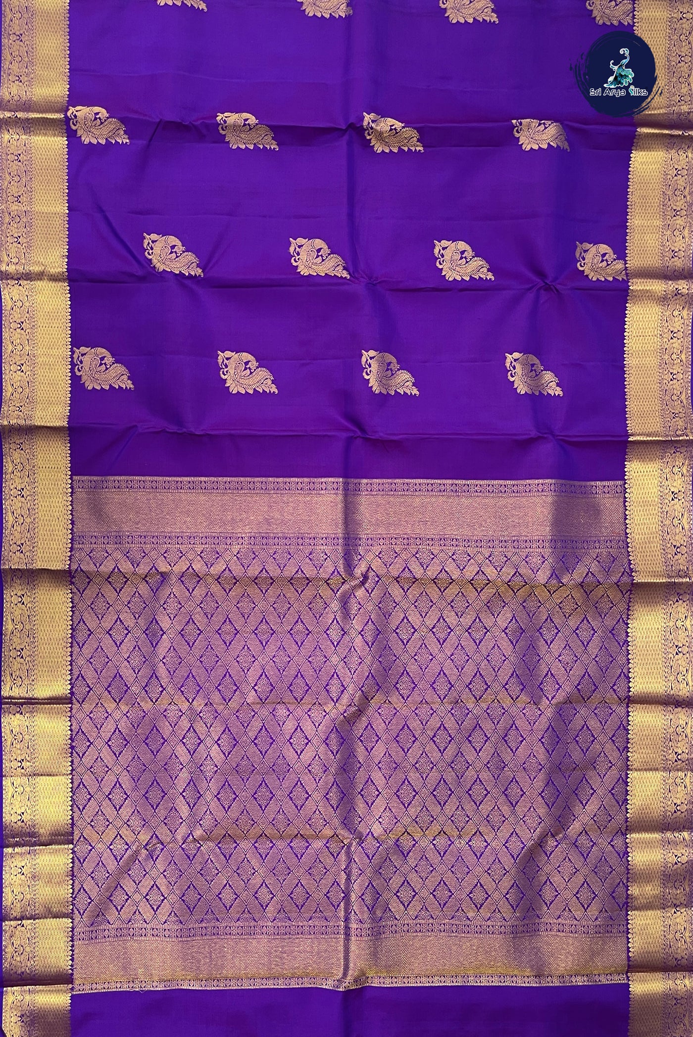 Violet Traditional Silk Saree With Zari Buttas Pattern