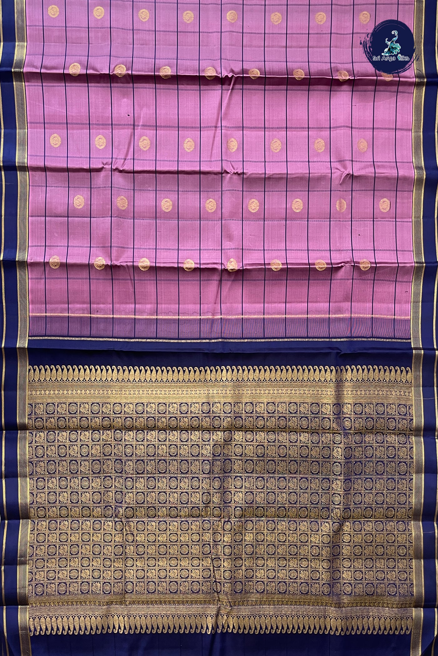 Mauve Traditional Silk Saree With Checked Pattern