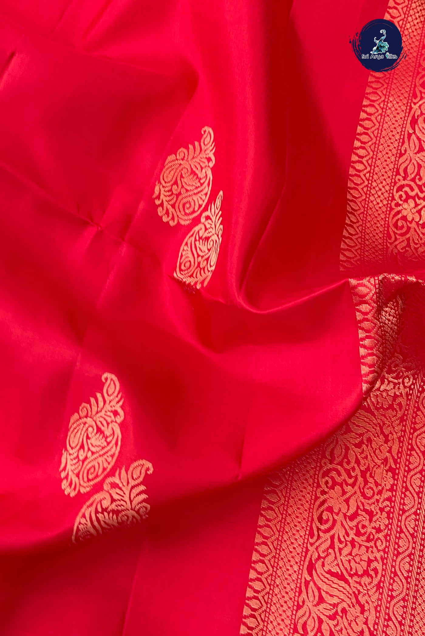 Red Soft Silk Saree With Zari Buttas Pattern