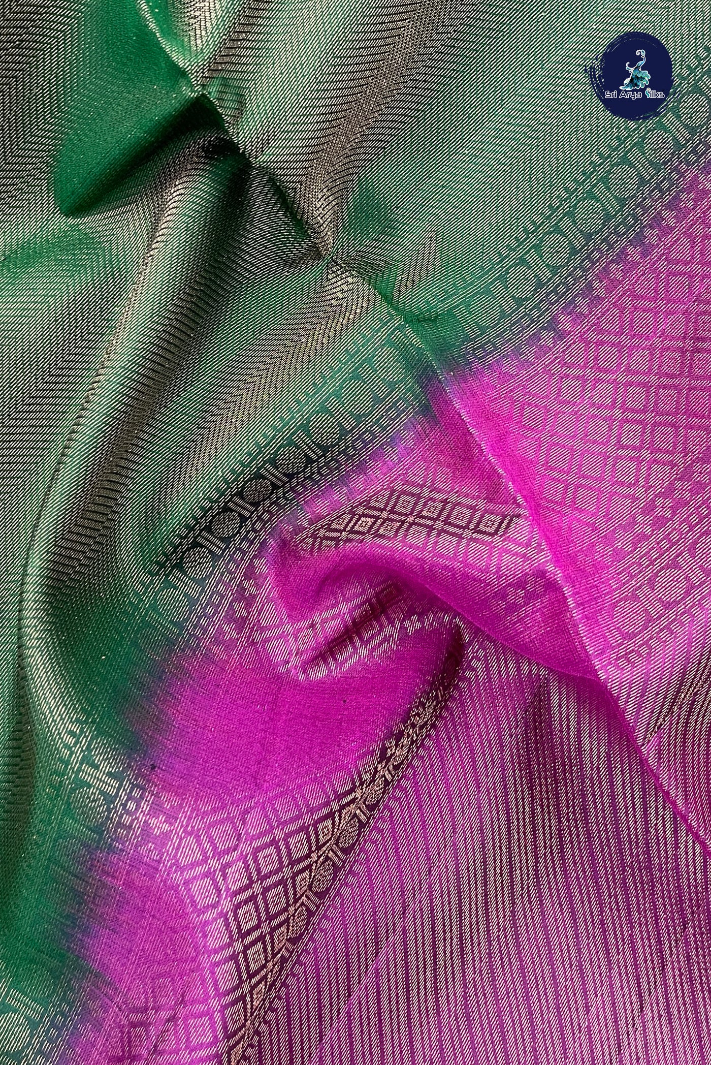 Dark Green Soft Silk Saree With Tissue Brocade Pattern