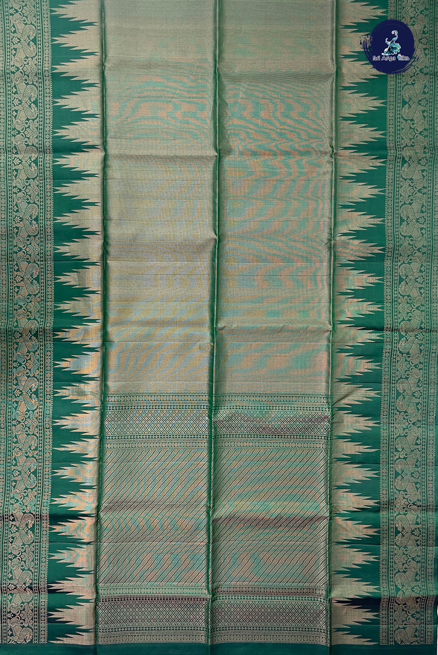 Dark Green Soft Silk Saree With Tissue Brocade Pattern