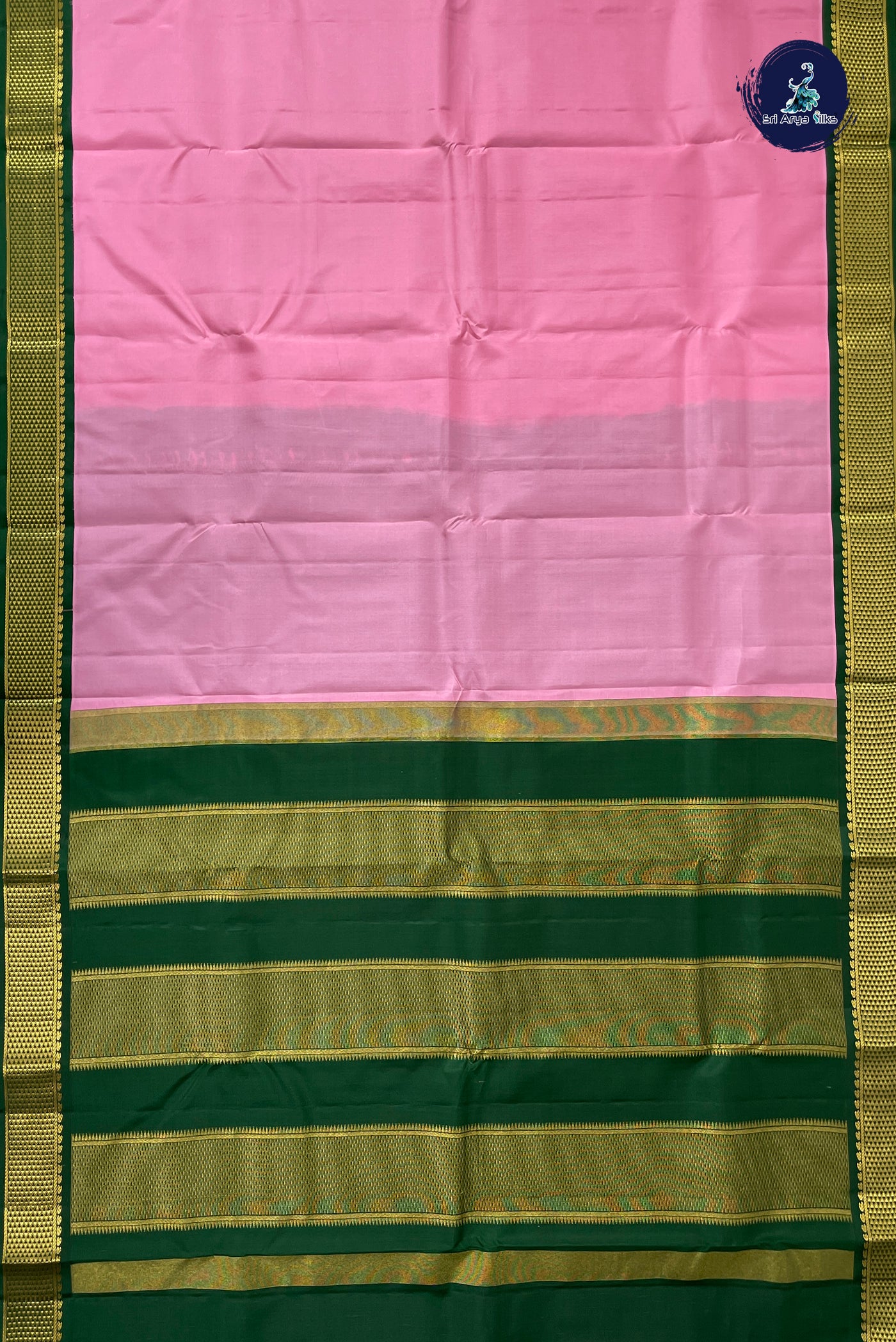 Lotus Pink Korvai Contrast Silk Saree With Plain Pattern