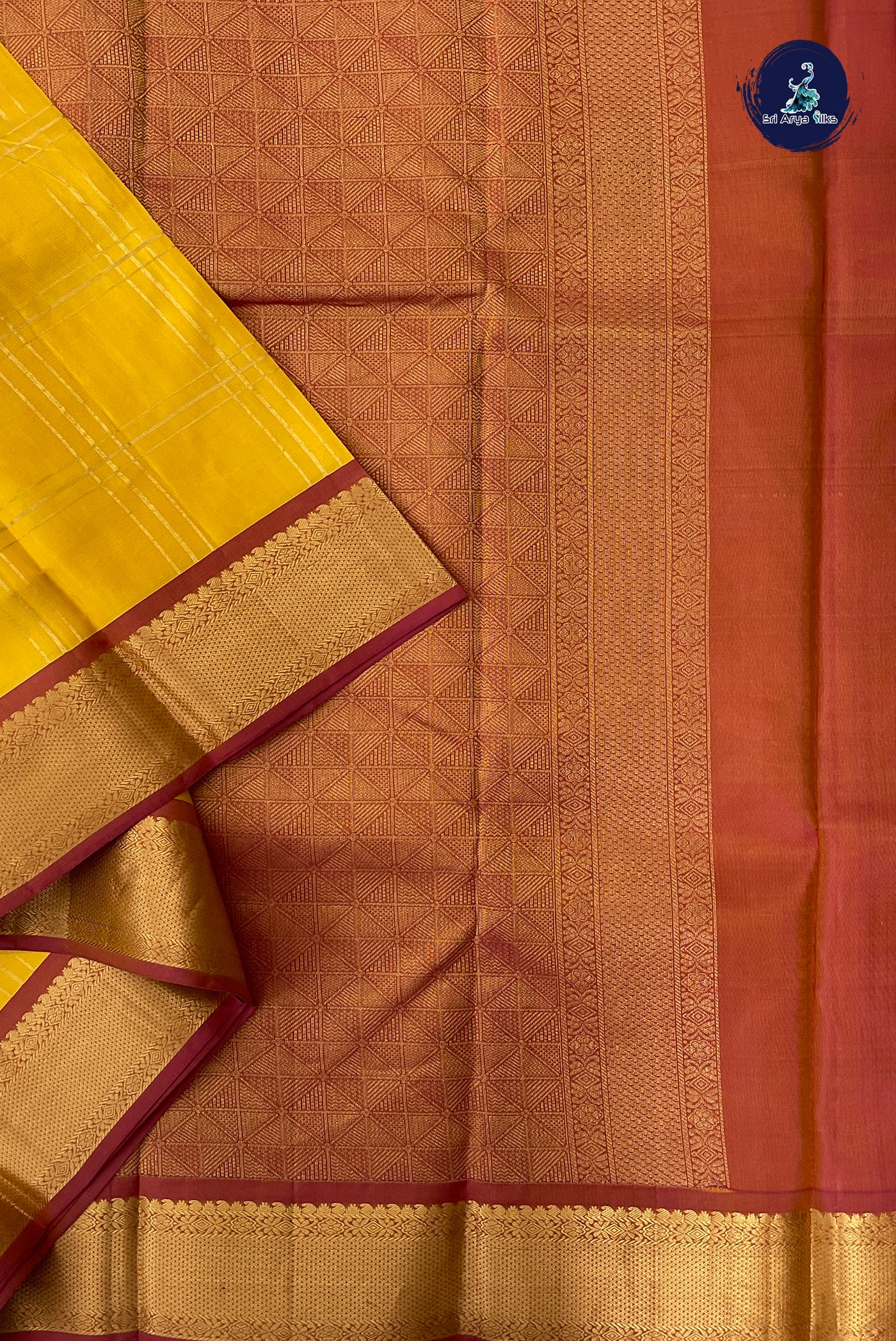 Yellow Checked Silk Saree With Zari Checked Pattern