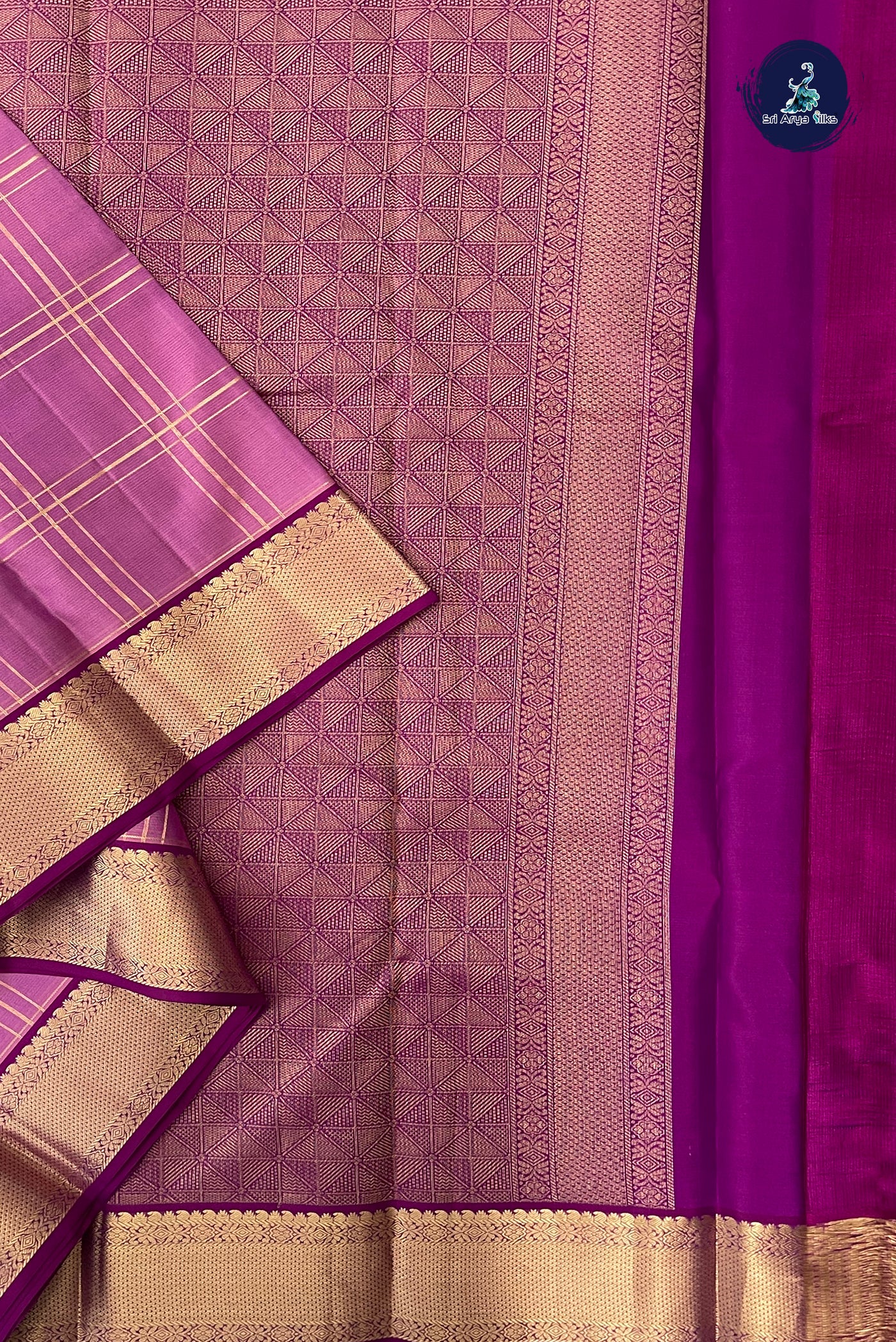Pink Checked Silk Saree With Zari Checked Pattern