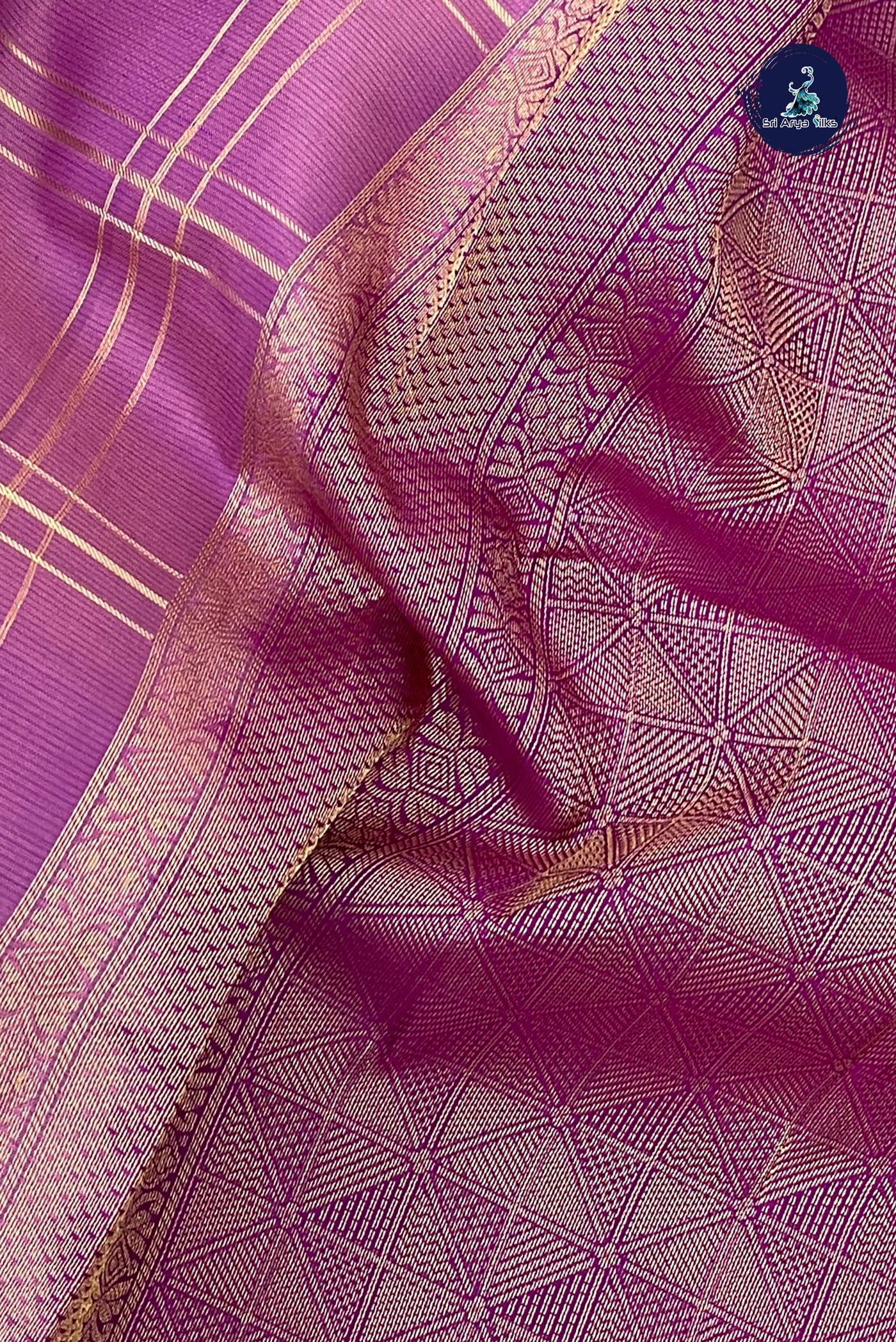 Pink Checked Silk Saree With Zari Checked Pattern