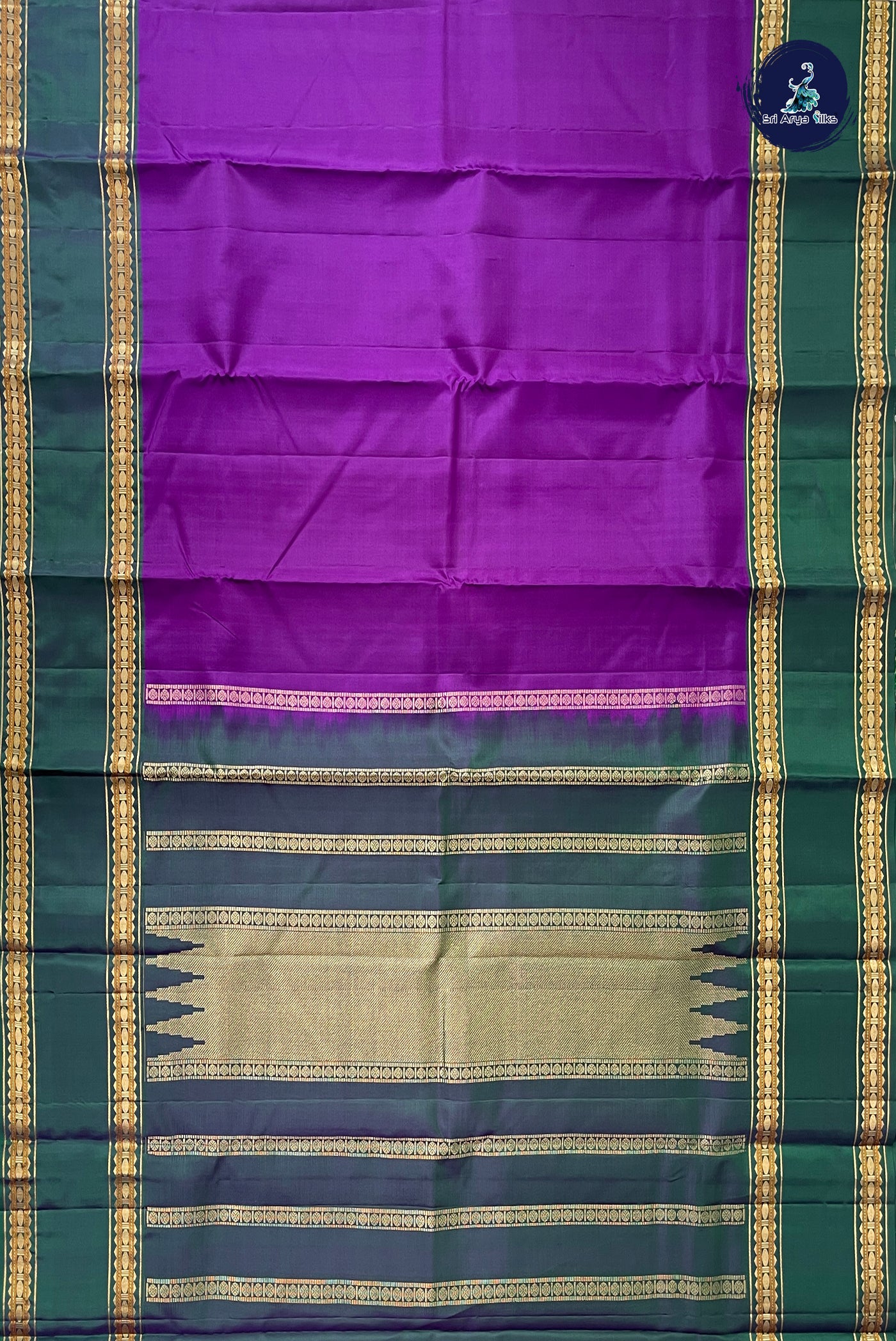 Violet Rettaippade Border Silk Saree With Plain Pattern