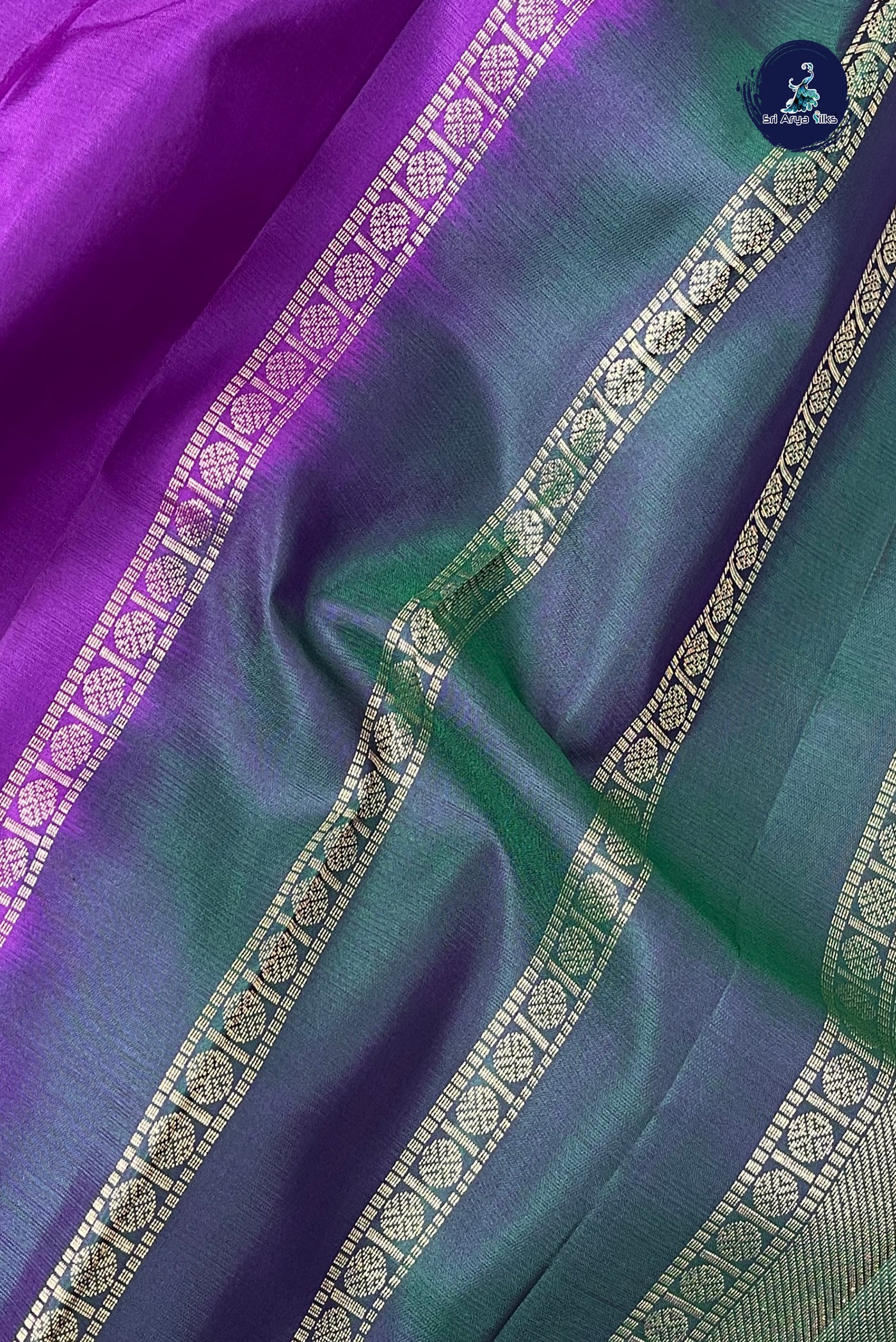 Violet Rettaippade Border Silk Saree With Plain Pattern