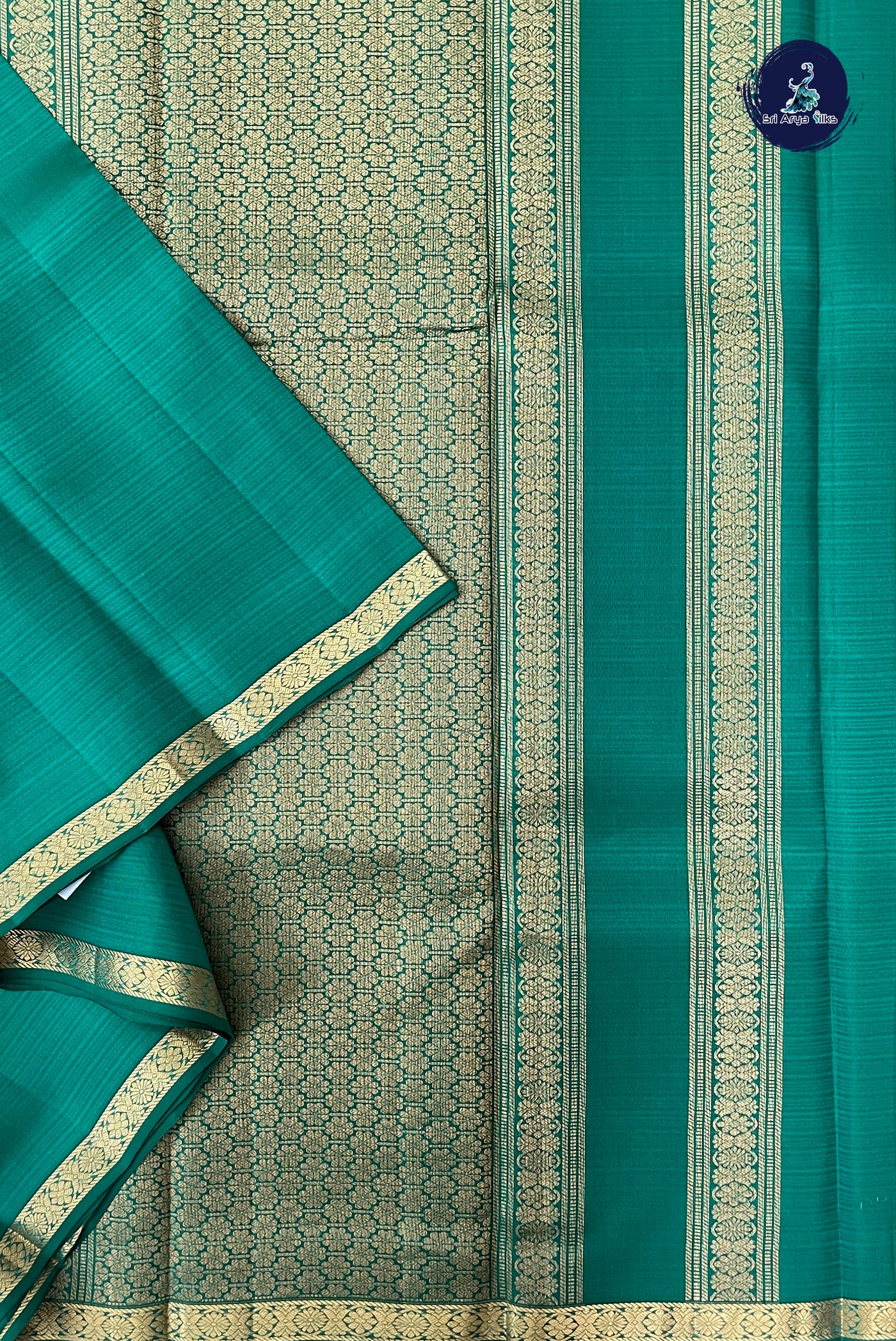 Teal Light Weight Silk Saree With Doria Lines Pattern