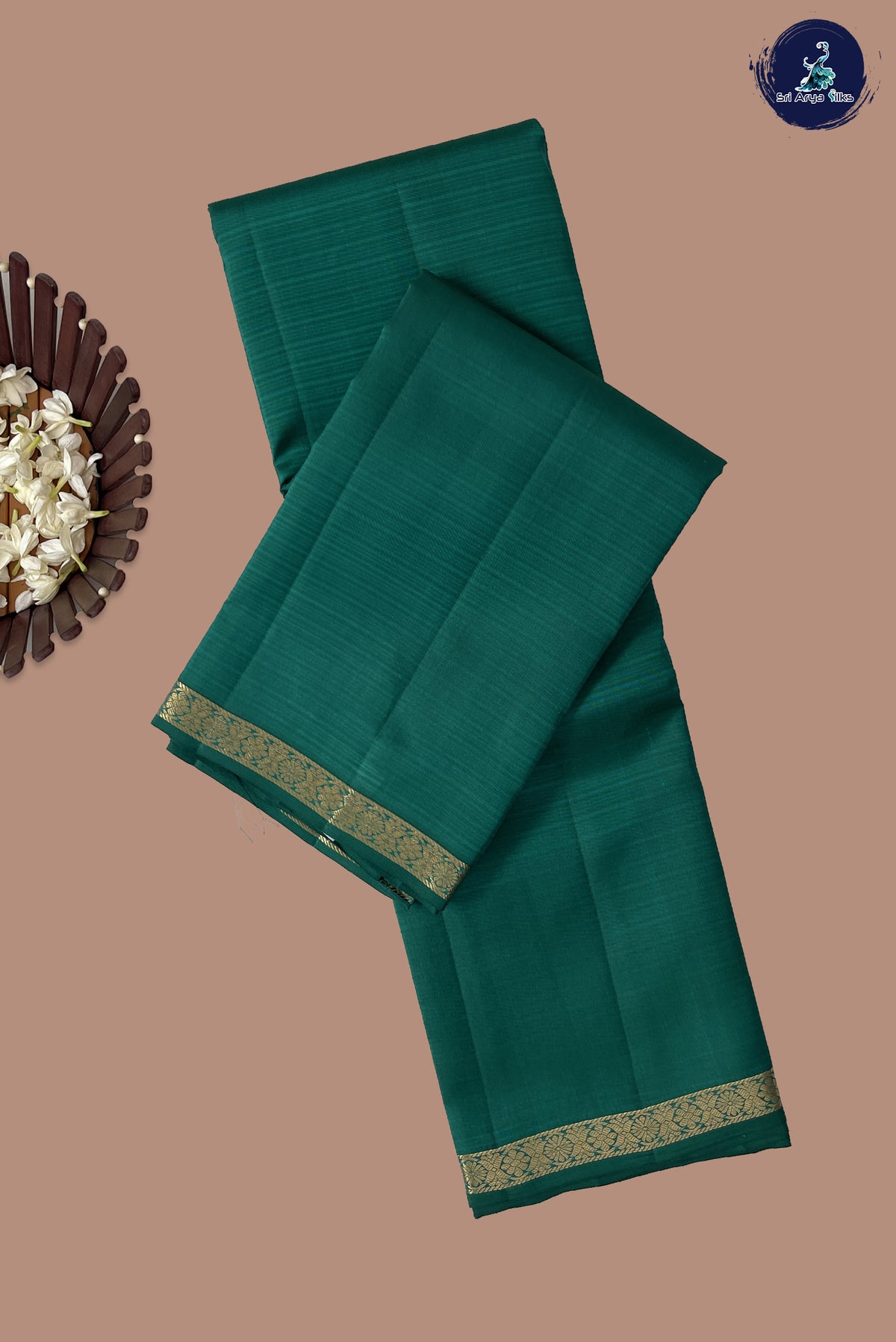 Teal Light Weight Silk Saree With Doria Lines Pattern