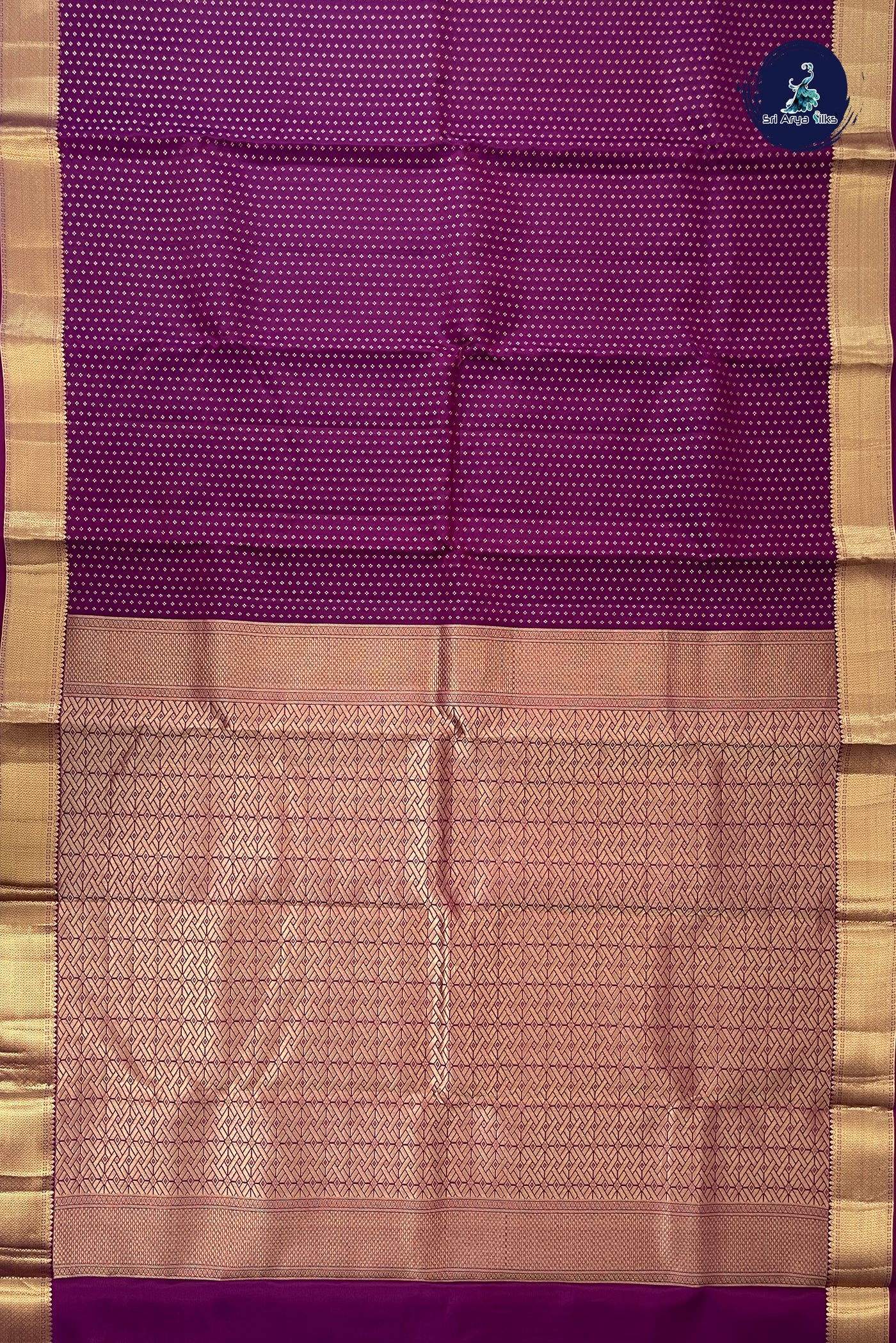 Dark Plum Traditional Silk Saree With Laksha Deepam Design Pattern