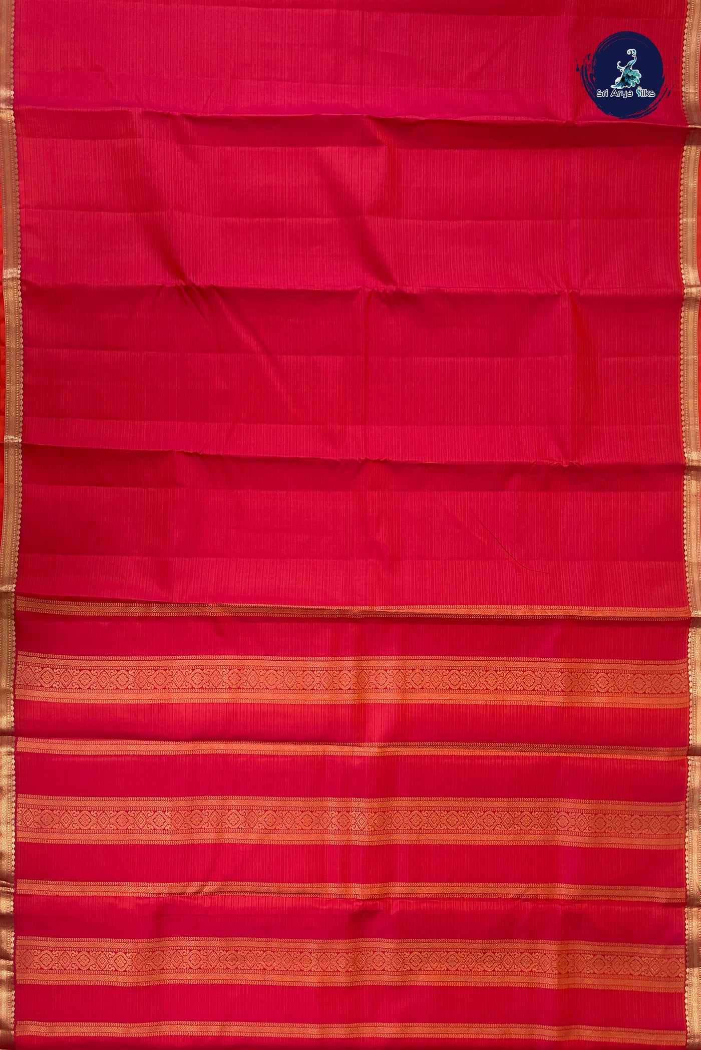 Pinkish Orange Light Weight Silk Saree With Doria Lines Pattern