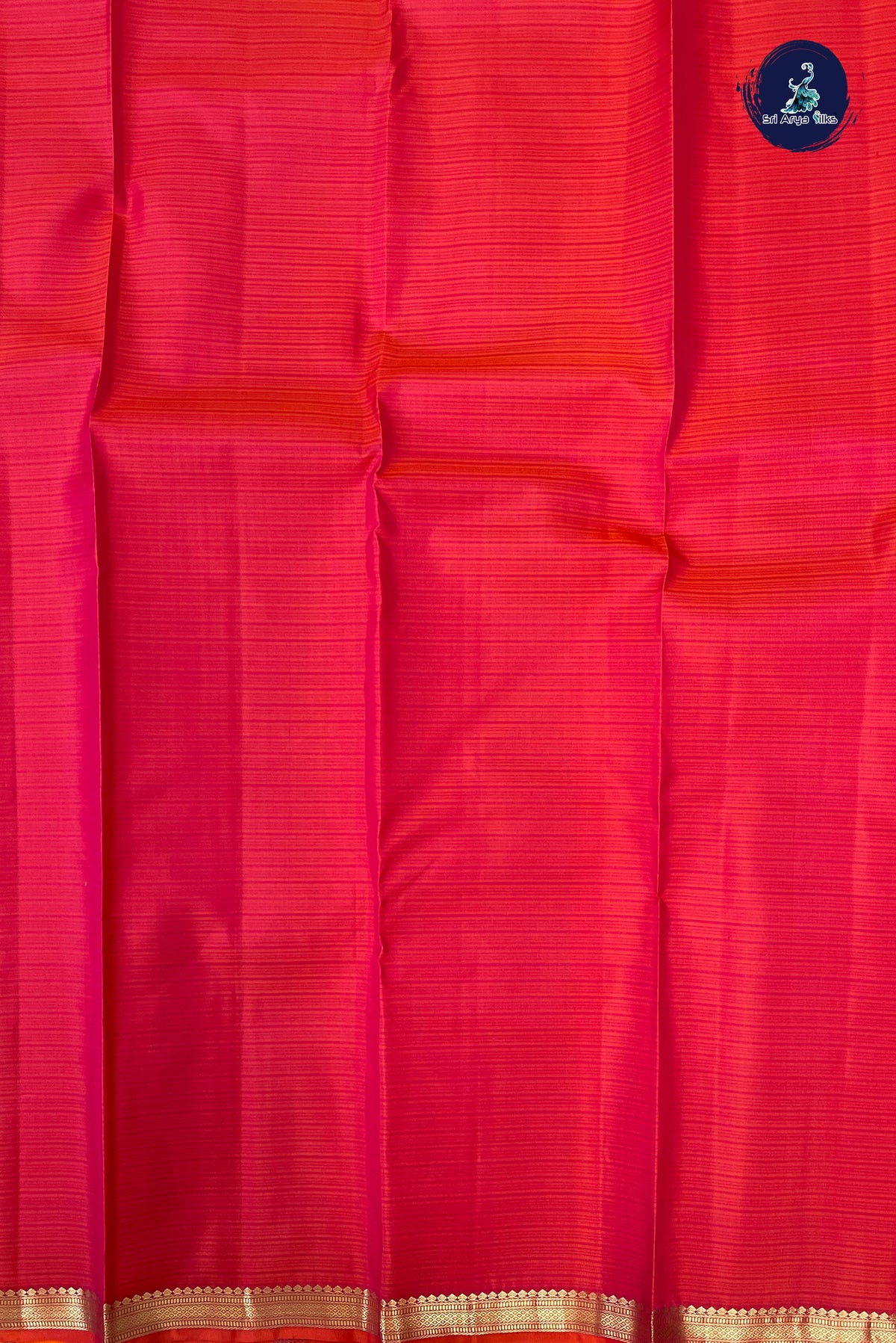 Pinkish Orange Light Weight Silk Saree With Doria Lines Pattern