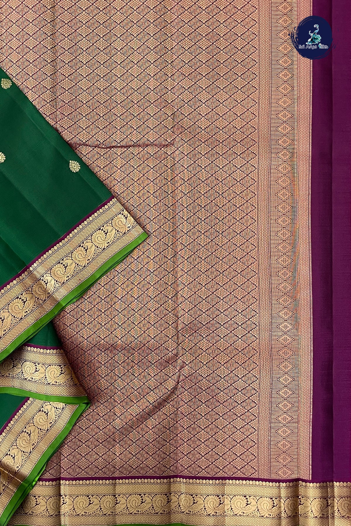 Green Traditional Silk Saree With Zari Buttas Pattern