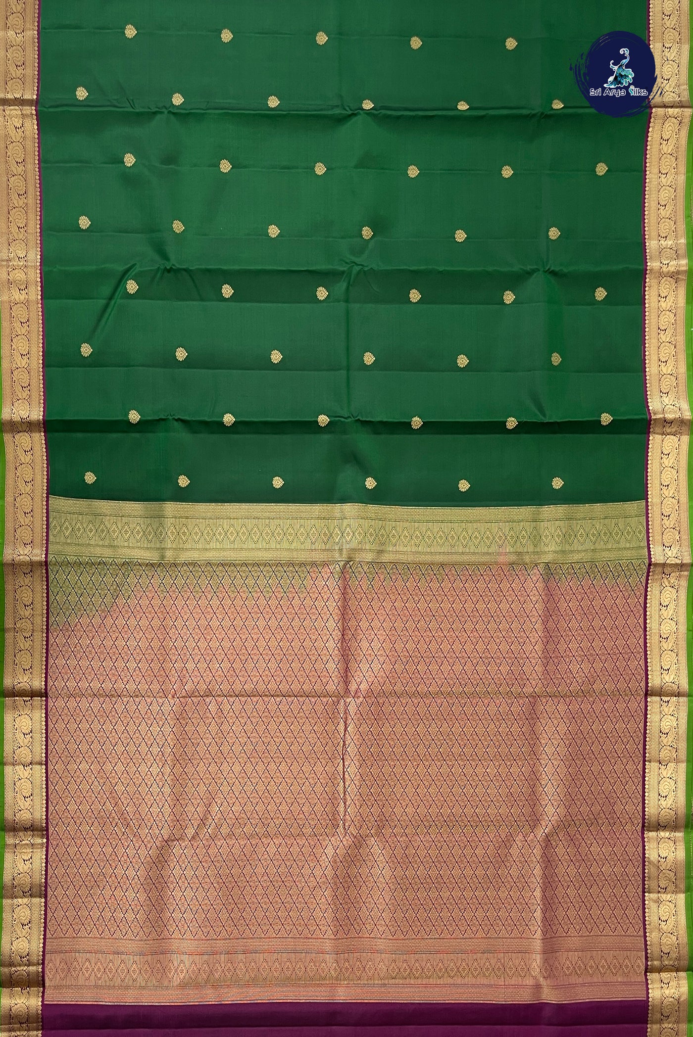 Green Traditional Silk Saree With Zari Buttas Pattern