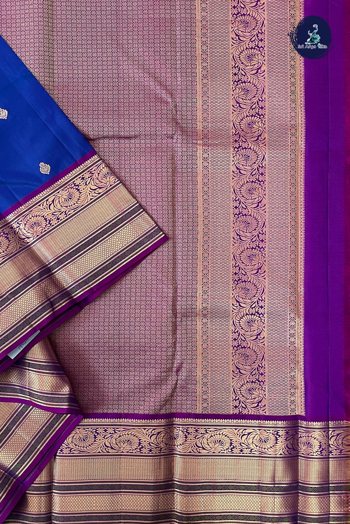 Royal Blue Traditional Silk Saree With Zari Buttas Pattern