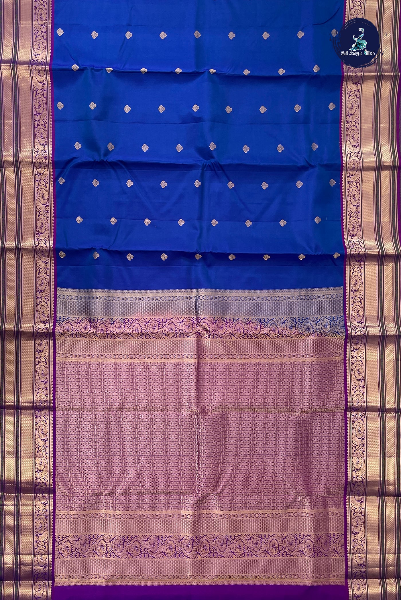 Royal Blue Traditional Silk Saree With Zari Buttas Pattern
